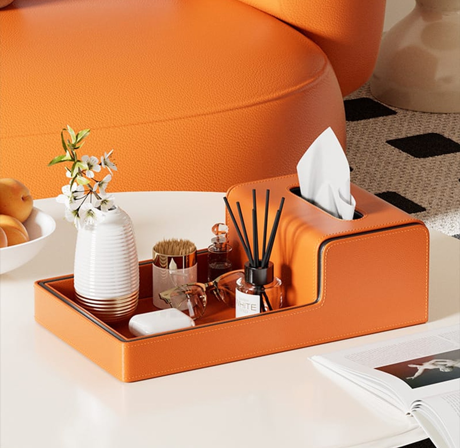 Luxury Leather Tissue Box Organizer image