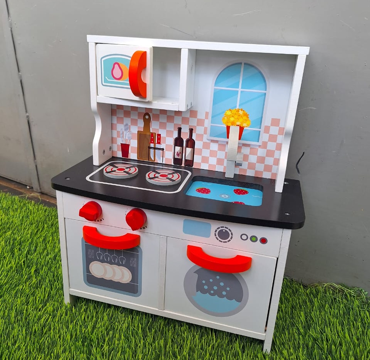 Kids' Wooden Play Kitchen Set or a Pretend Play Kitchen.  image