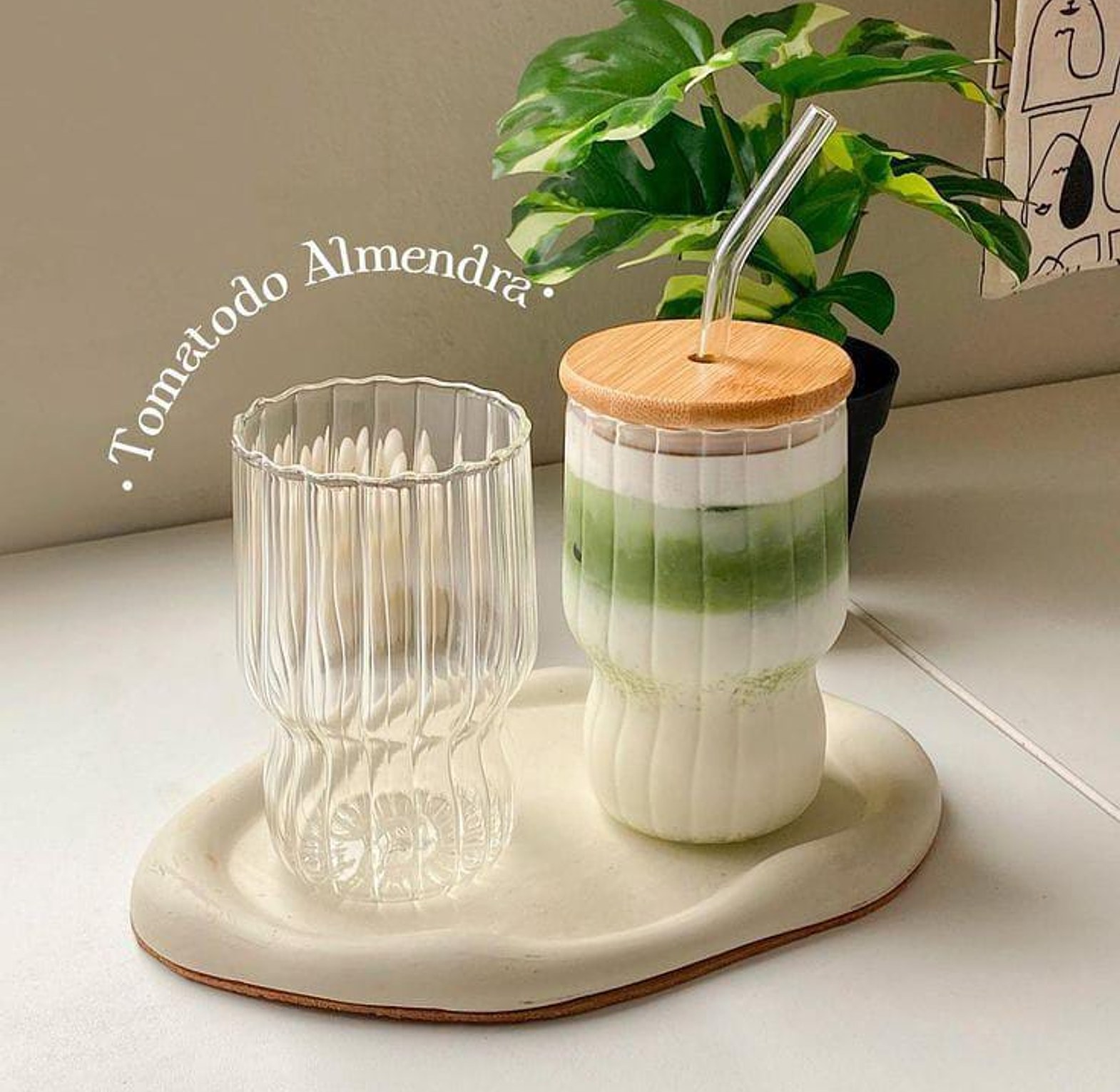 Artisan Ribbed Borosilicate Tumbler Set (450ml) - 6pcs image