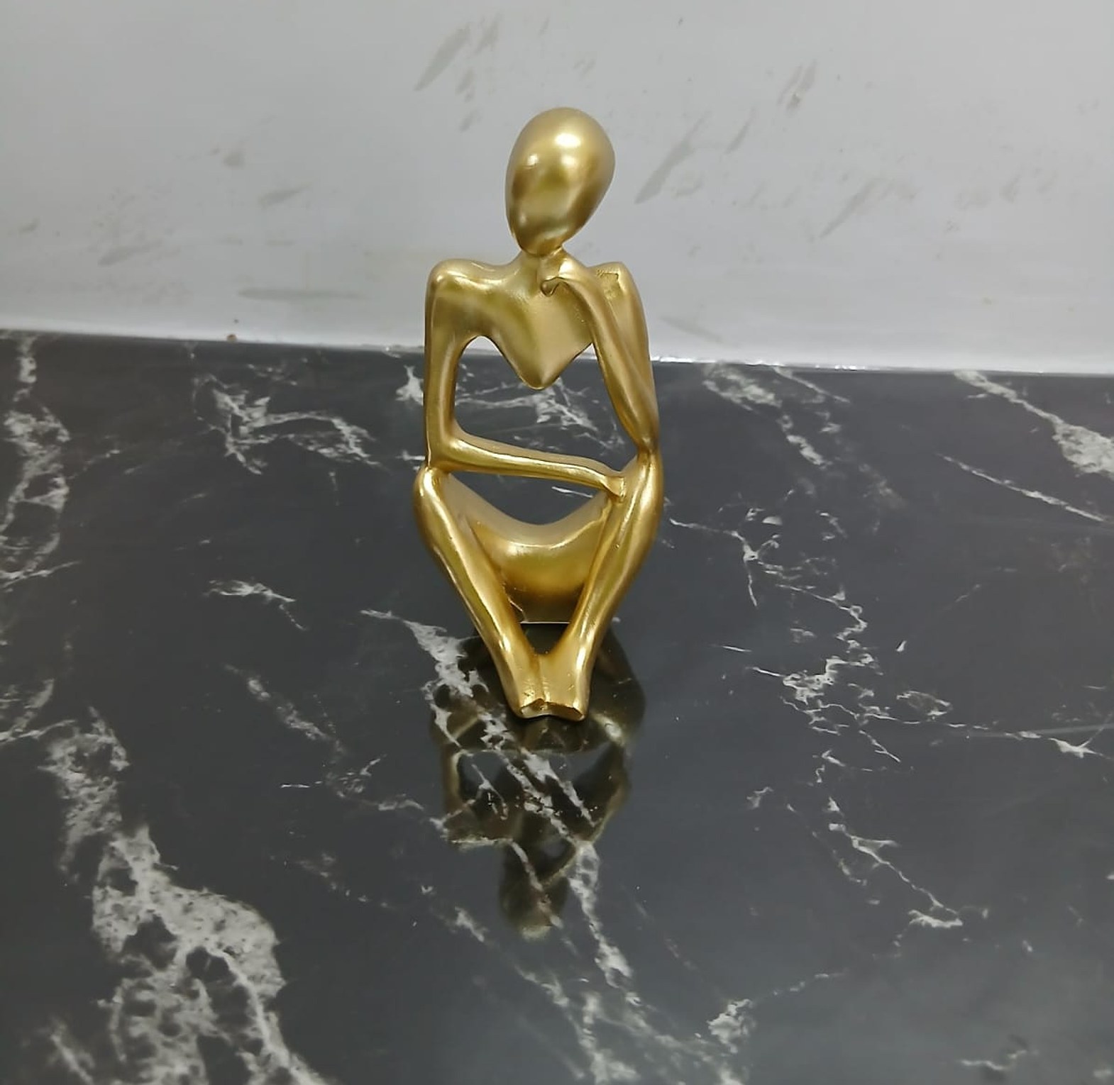 Golden Abstract Thinker Sculpture Set, Luxury Home Table Decor image