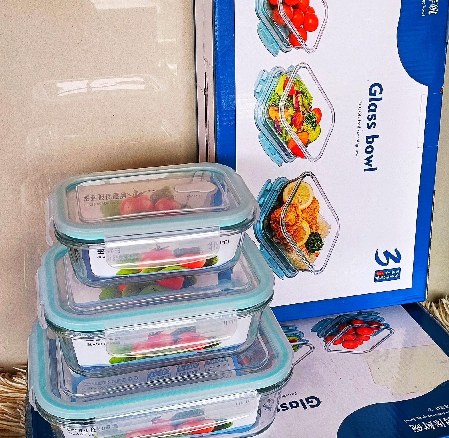 Glass Food Storage Containers with Airtight Lids.  image