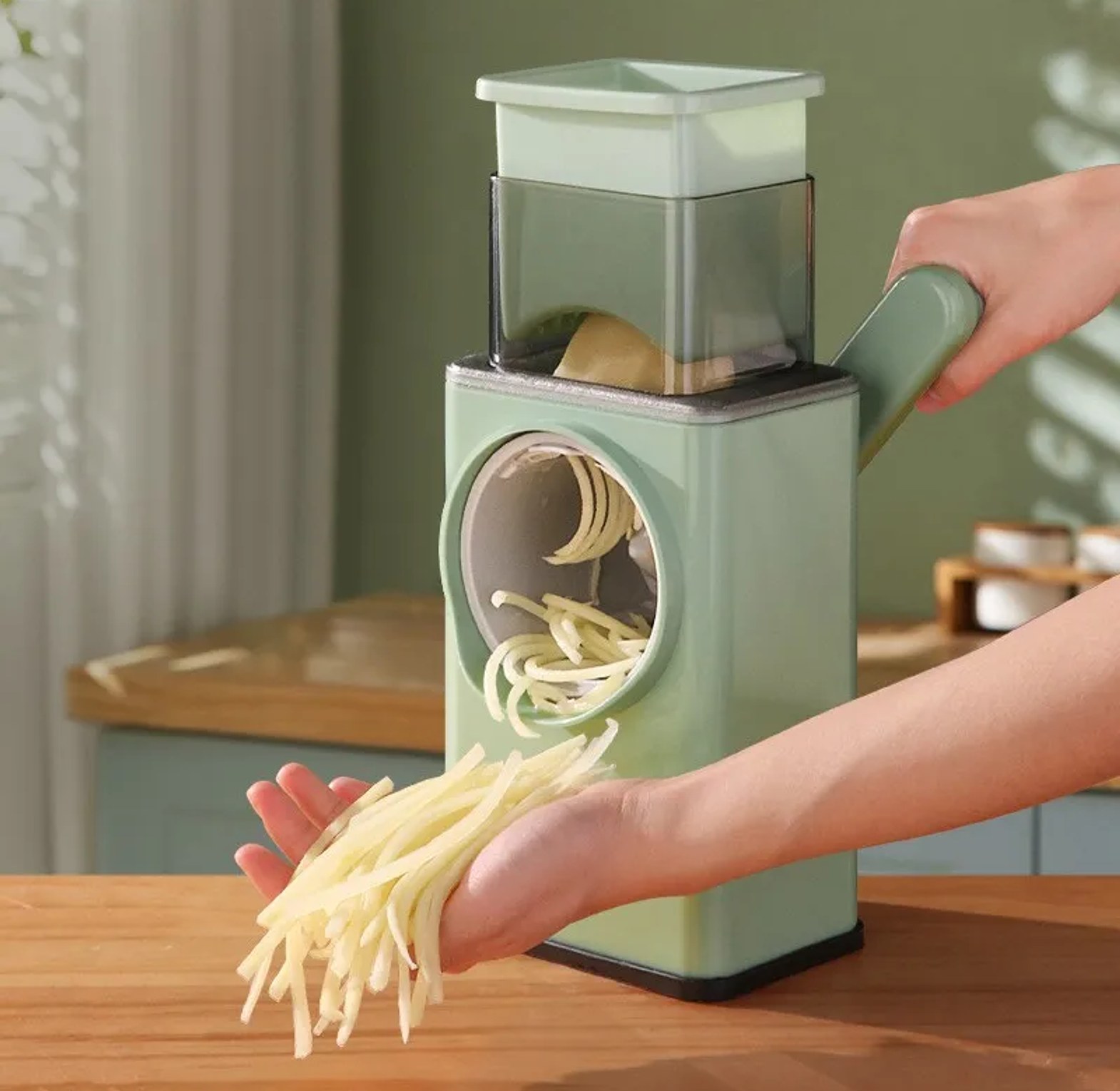 3-in-1 Manual Vegetable Cutter and Rotary Drum Slicer Chopper Grater for Kitchen Meal Prep image