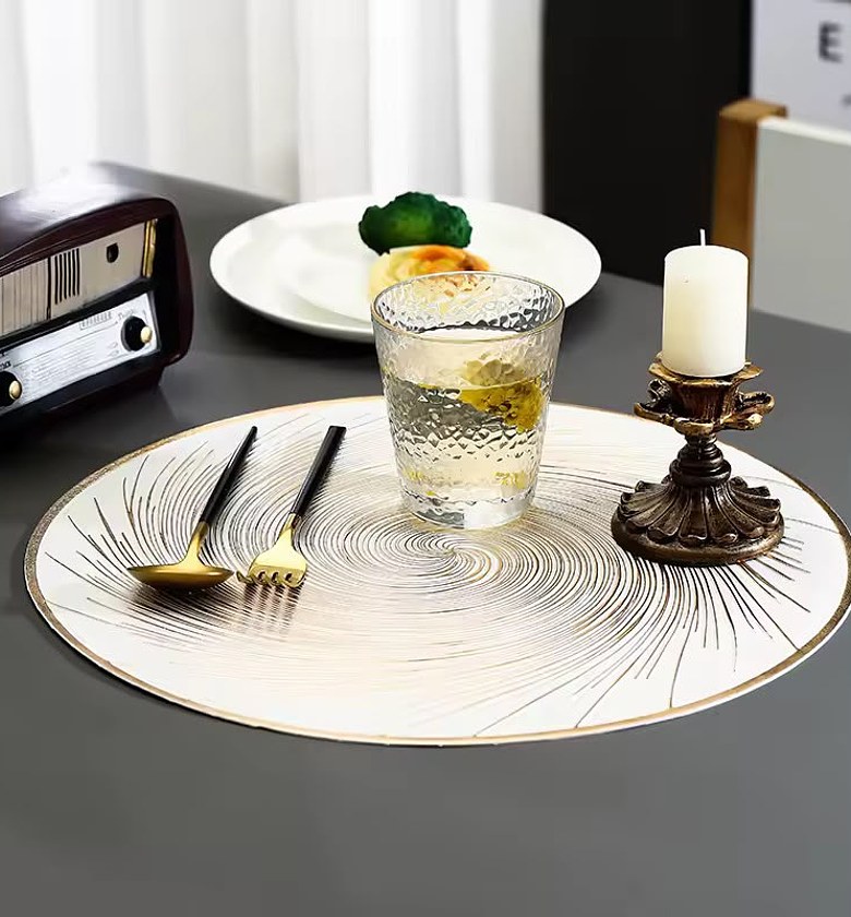 6-Piece Luxury Swirl Round PVC Placemat Set image