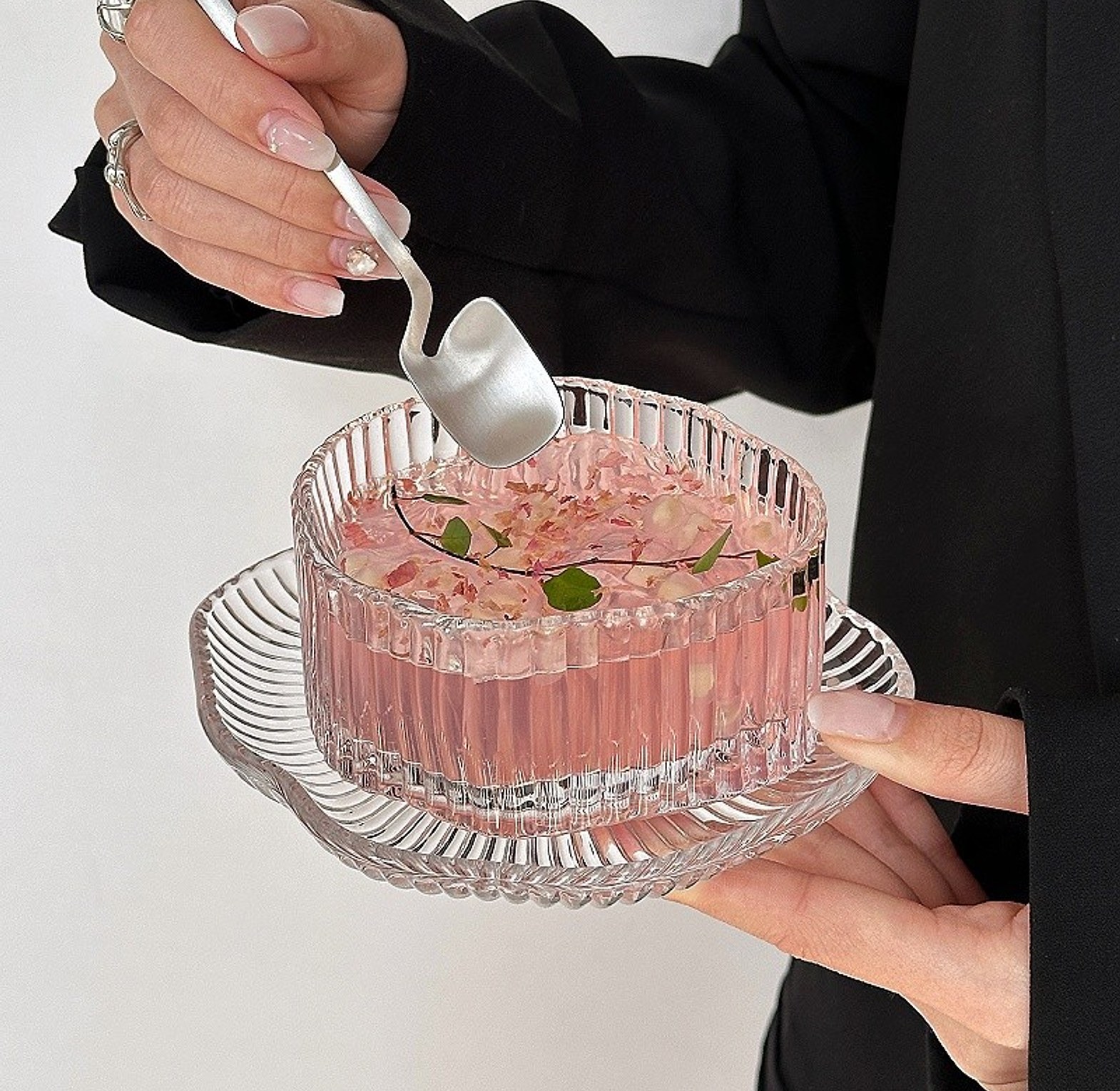 Irregular Glass Dessert & Breakfast Bowl Set image