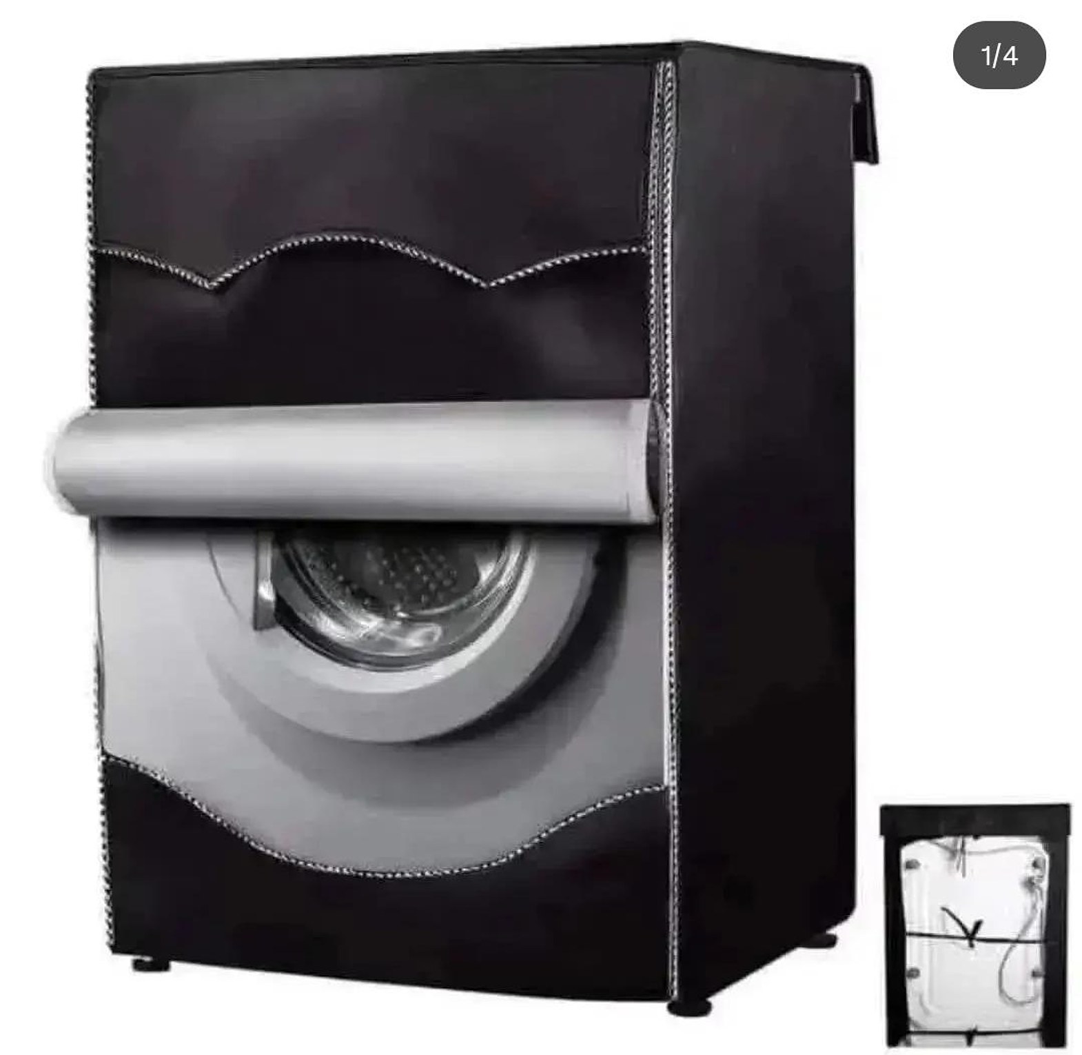 Black Front Load Waterproof Washing Machine Cover image