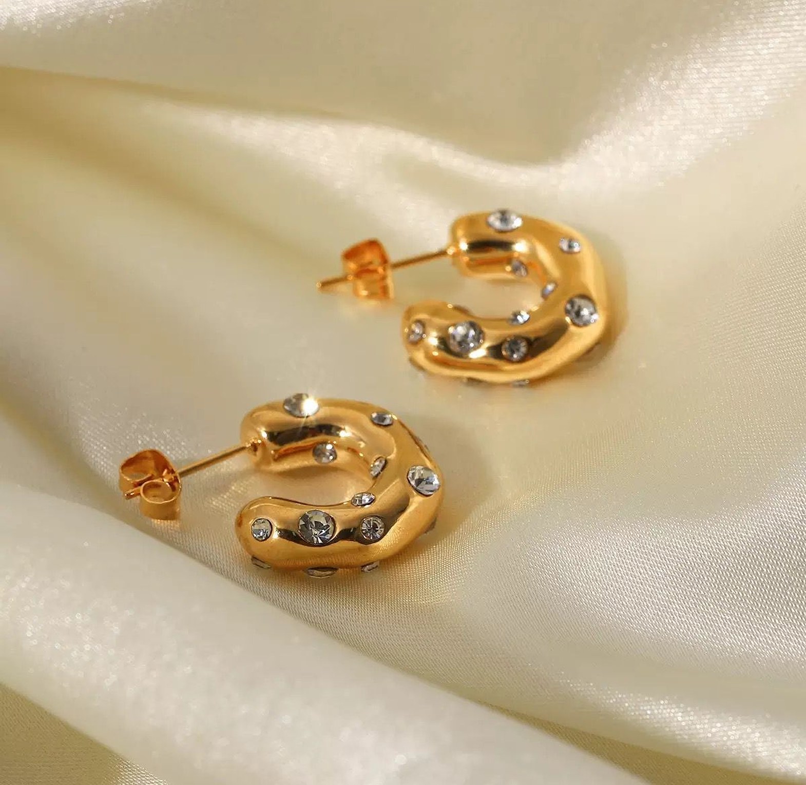 Cosmic Cubic Zirconia and Pearl Hoop Earrings image