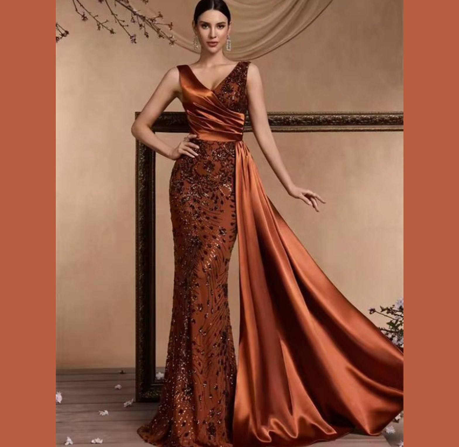 Autumn Sunset Sequin & Satin Gown image