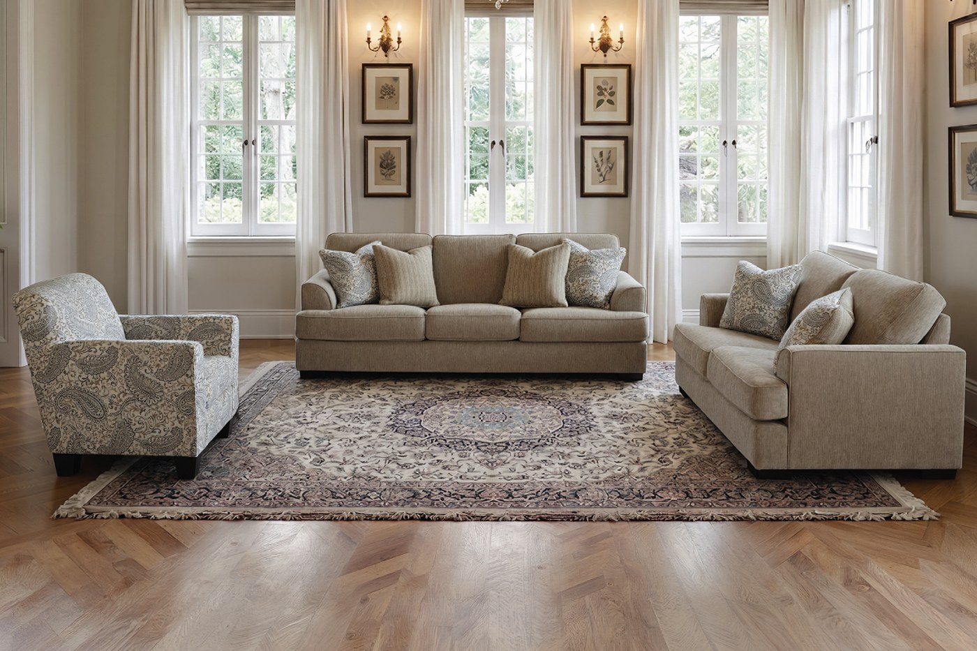 GAVIN 6 Seater Fabric Sofa (3+2+1) image 1