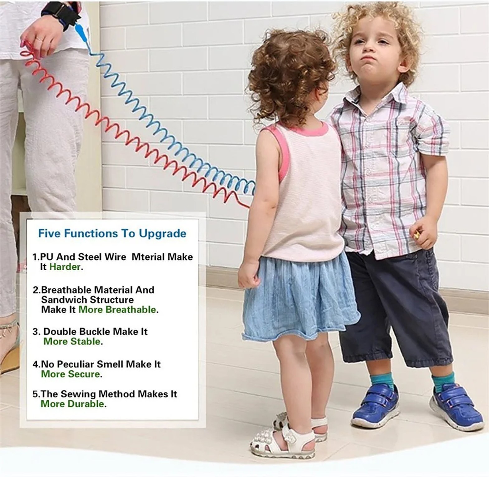 Heavy Duty Anti-Lost Toddler Safety Wrist Link Harness with Steel Wire & 360° Rotation - Child Walking Leash for Malls & Outdoors image