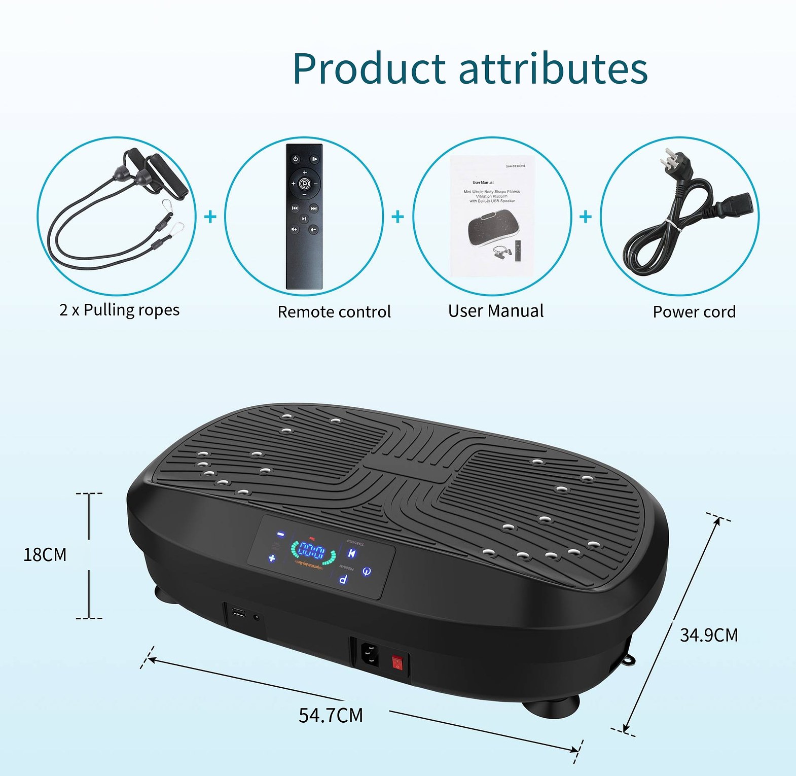 Whole Body Vibration Fitness Platform Machine with Resistance Bands for Home Gym Exercise Training image