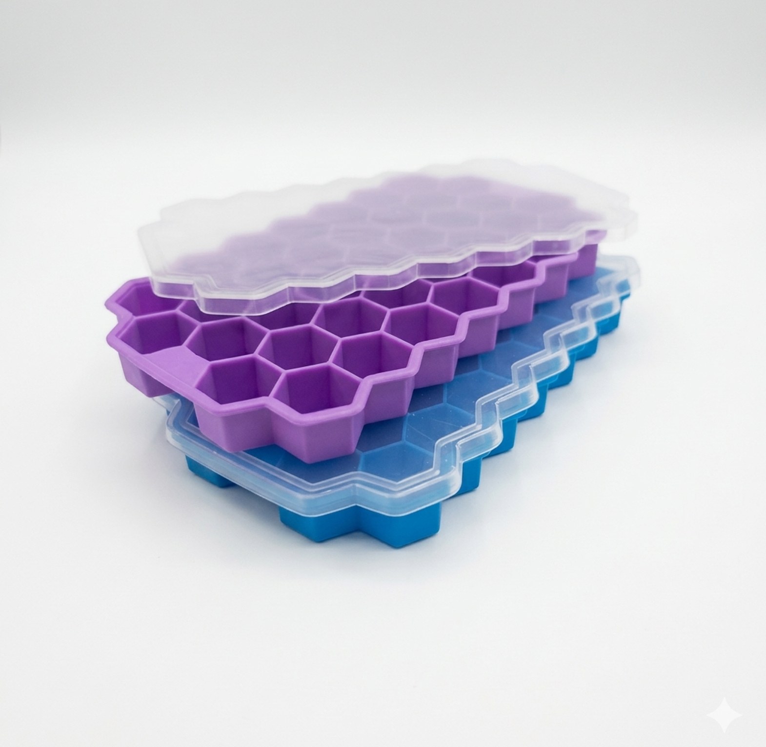 37-Cell Silicone Honeycomb Ice Cube Tray with Spill-Proof Lid – Flexible Mini Ice Maker Mold for Cocktails & Baby Food image