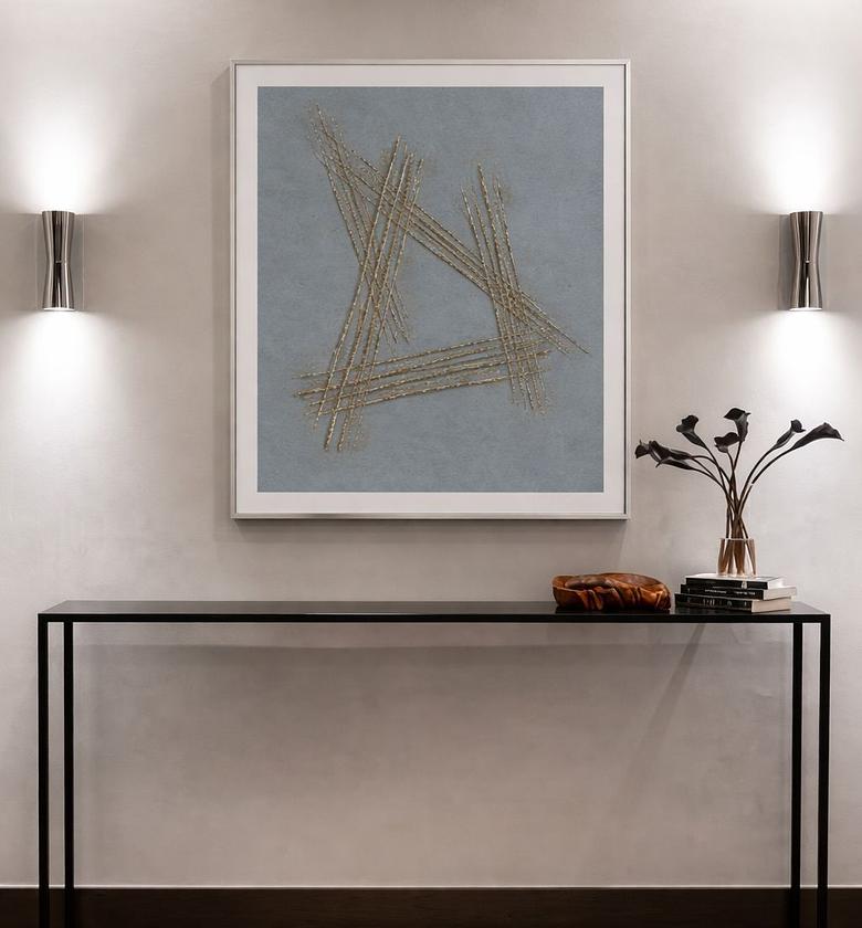 Contemporary Abstract Wall Art – Geometric Metallic Composition image