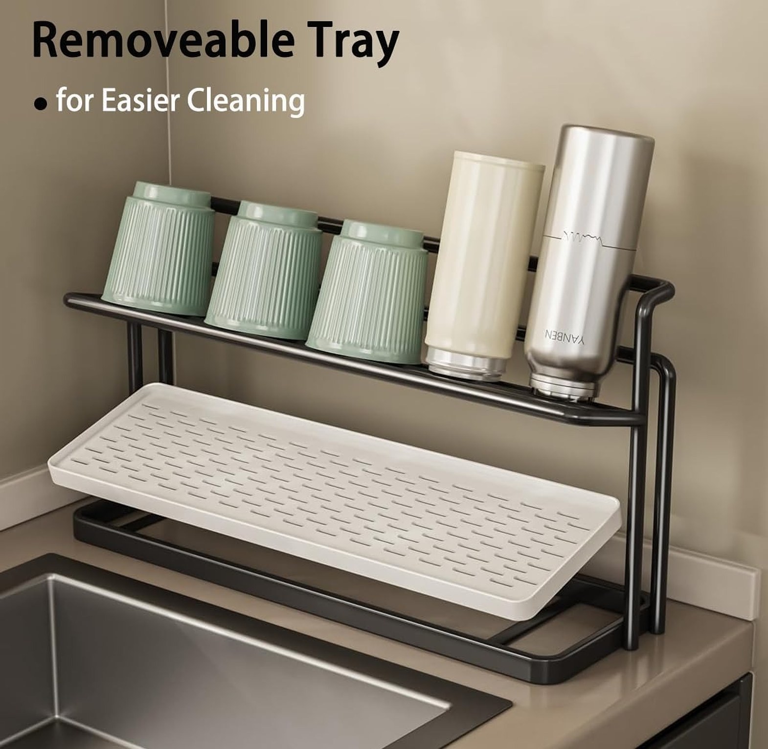 Space-Saving Double-Layer Kitchen Storage Rack image