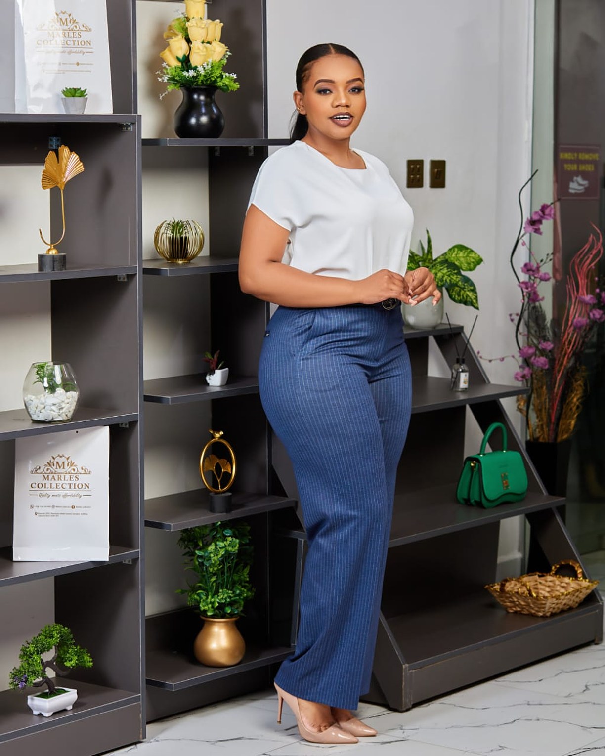 Striped Blue Women’s Trousers image
