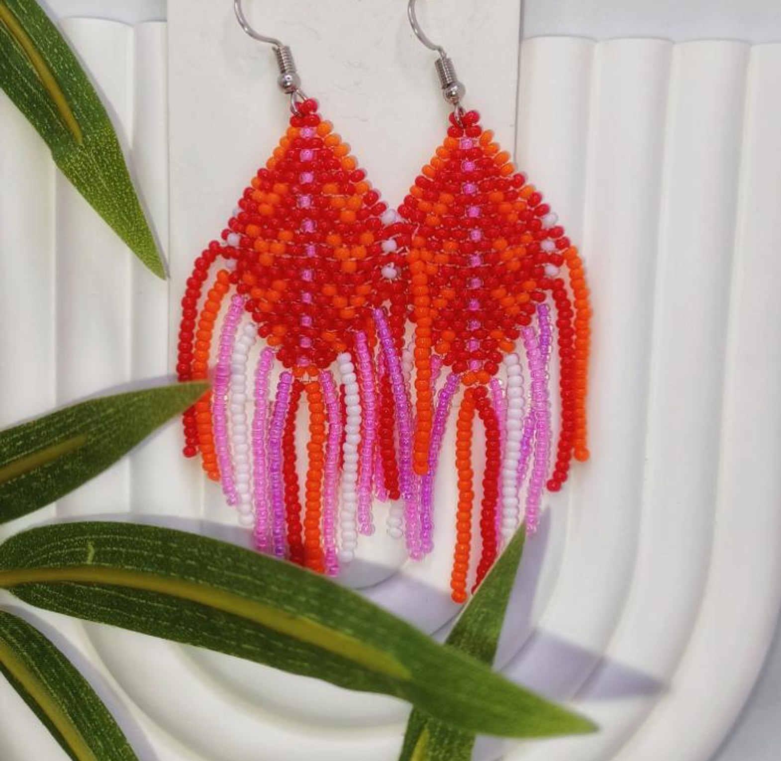 Handmade colourful beads earrings  image