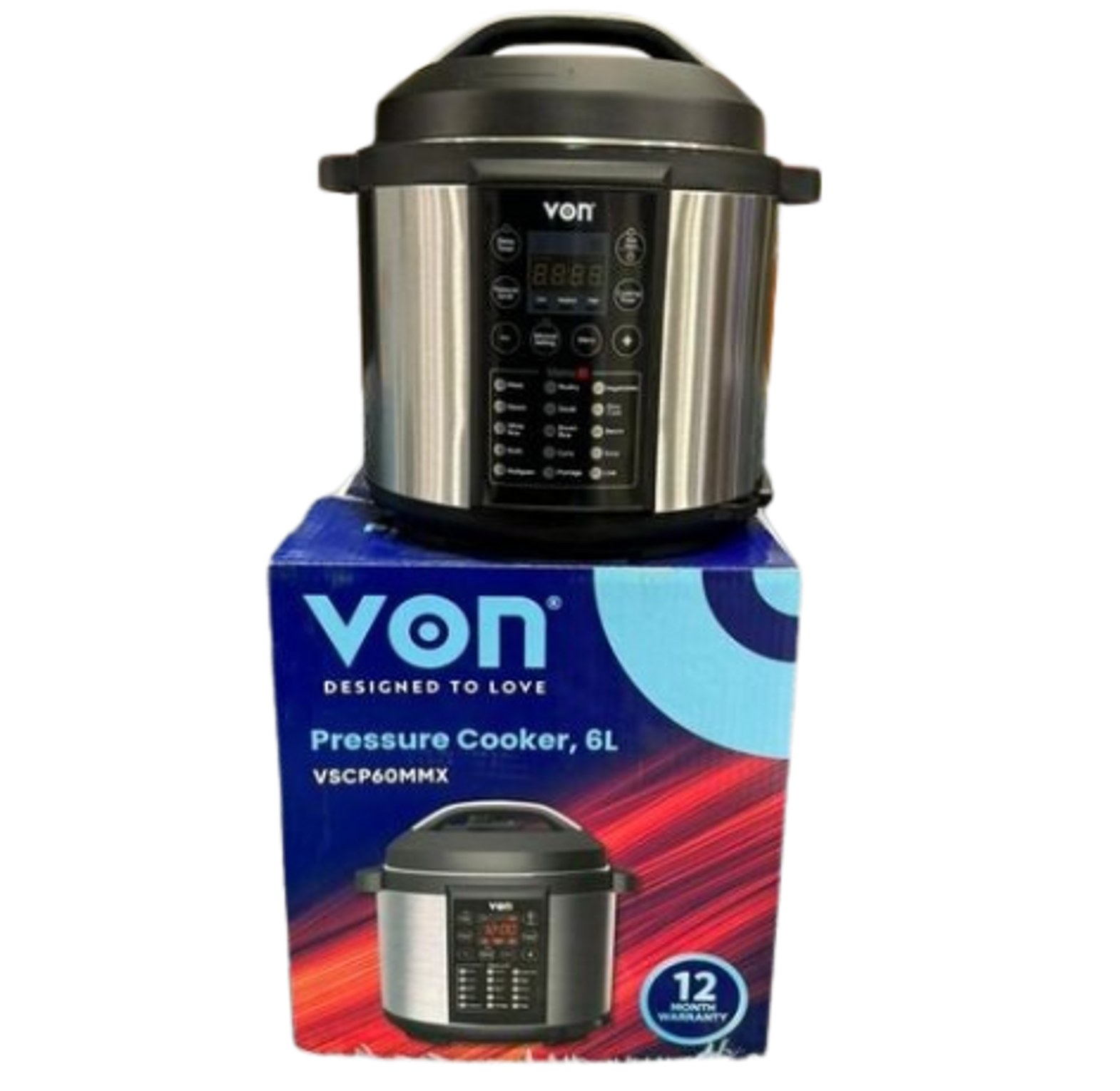 VON 6 LITRES ELECTRIC PRESSURE COOKER,15 PRESET MENU,NON STICK INNER POT,1 YEAR WARRANTY image