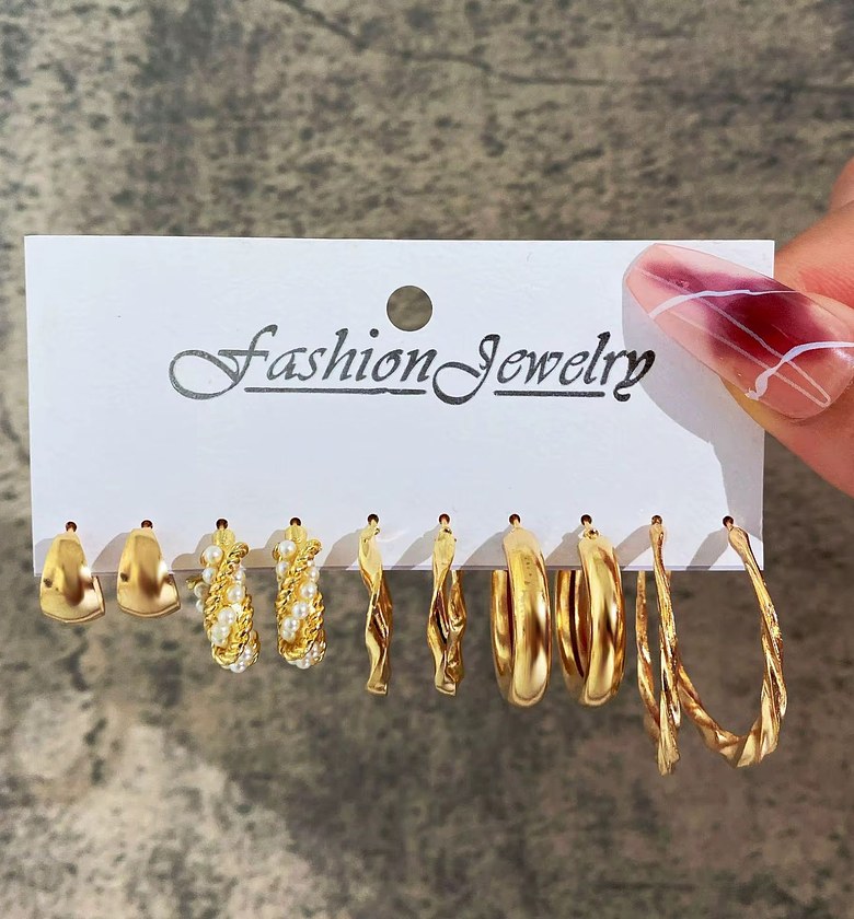 The Multi-Texture Gold-Tone Hoop & Charm Collection image