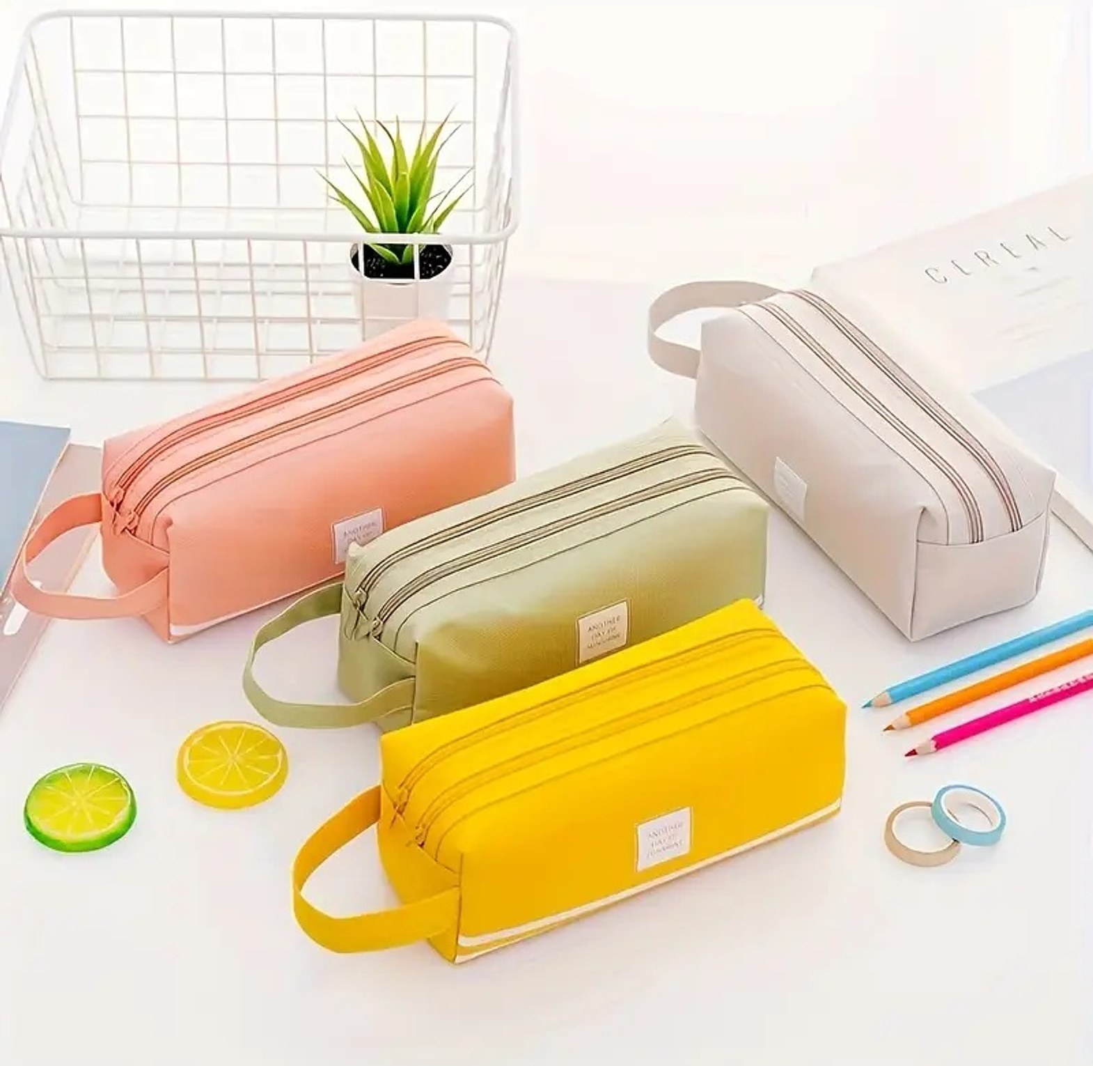 Large Capacity Multi-Compartment Pencil Case Aesthetic Stationery Organizer Bag and Makeup Pouch for Students & Professionals image