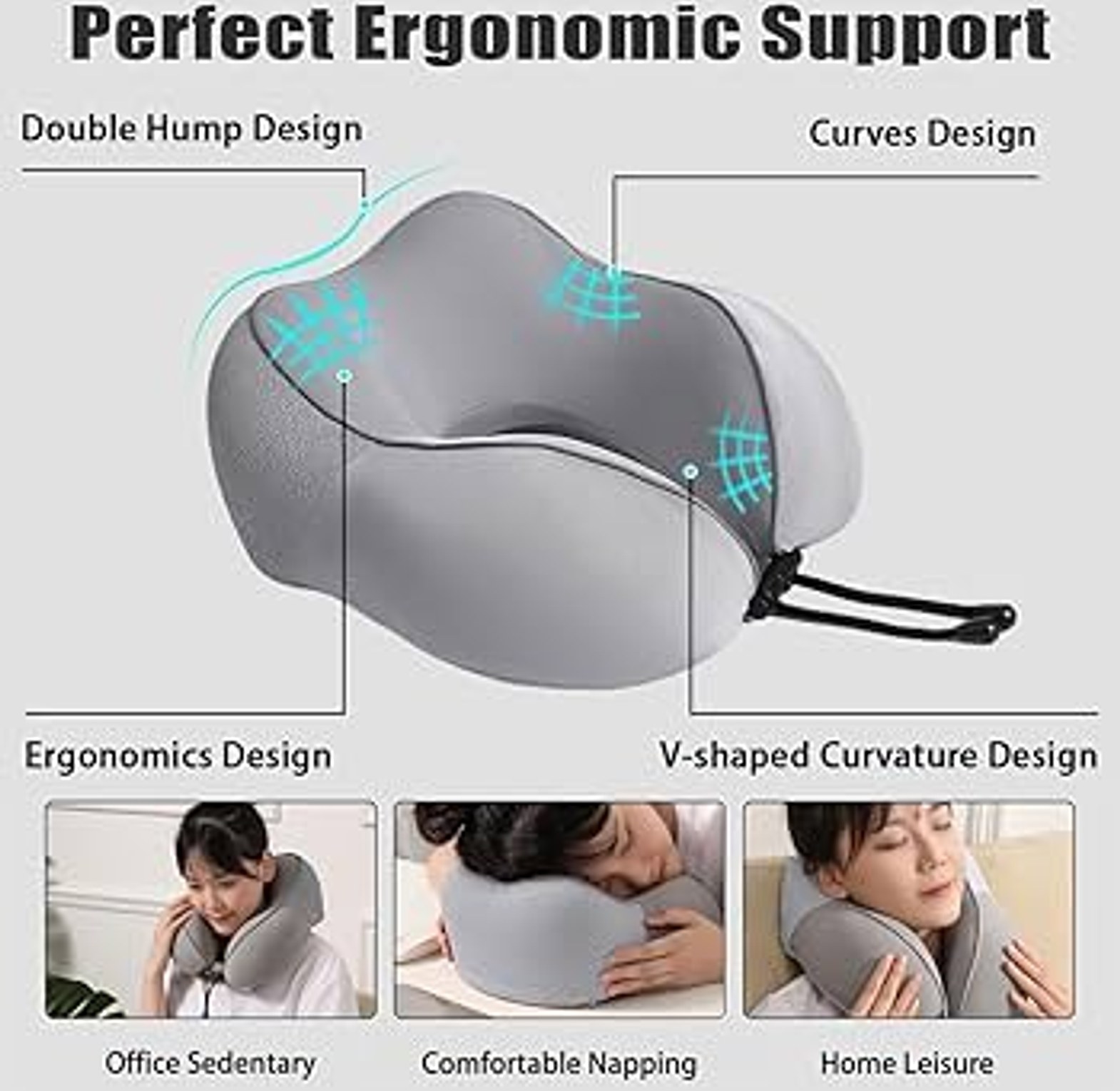 Ergonomic Memory Foam Travel Neck Pillow - Orthopedic Support Cushion for Car, Flight, and Office image