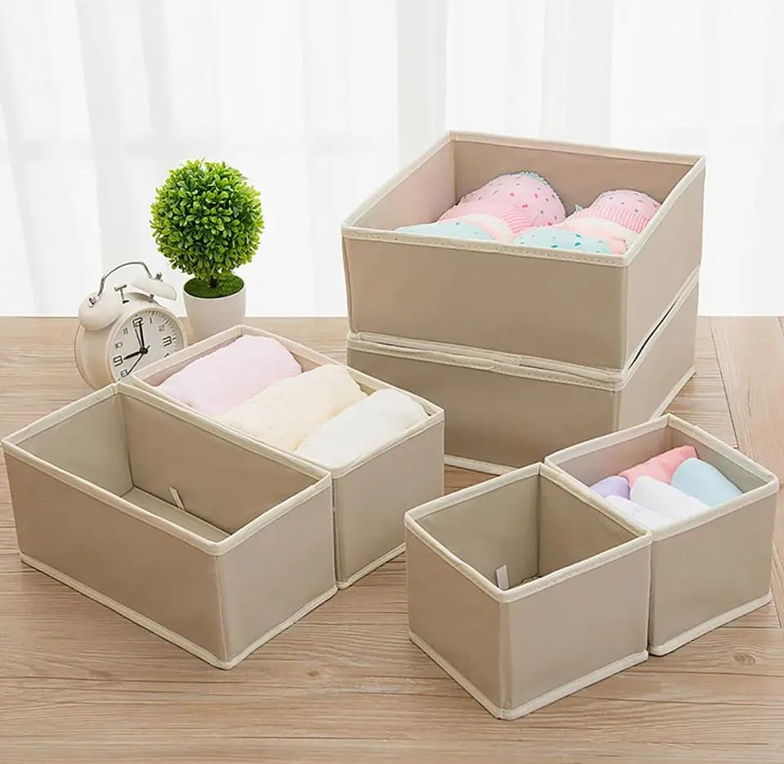 6pcs/1set Underwear Storage Box Foldable Non-woven Storage Box  image