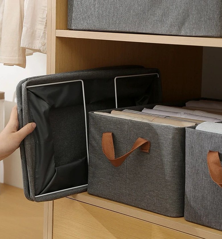 Foldable Fabric Storage Basket 50x35x24cm Grey Clothes Organizer - Nairobi Kenya image