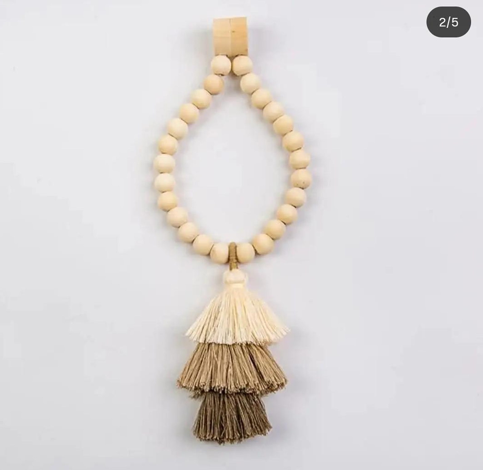 Magnetic curtain tie backs with wooden beads and tassel  2 pcs image