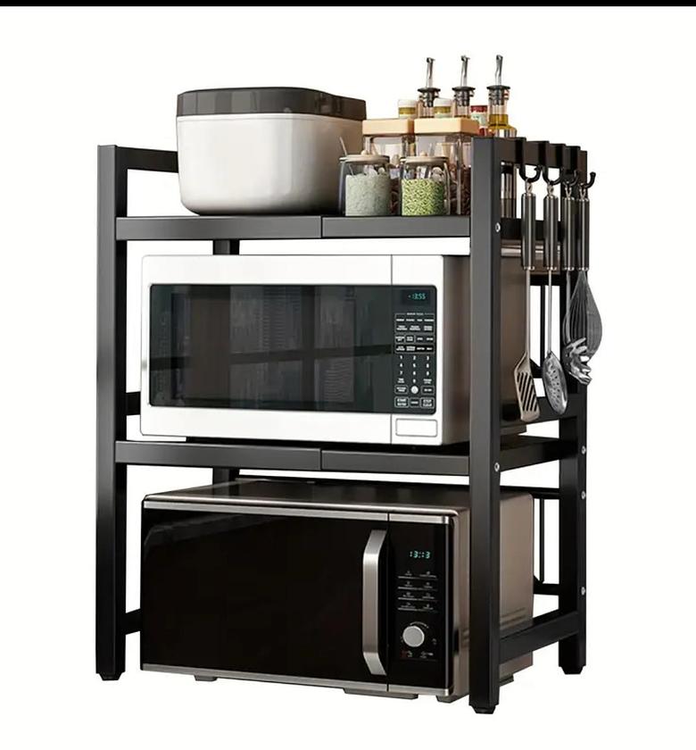 Double layer expandable microwave stand. image