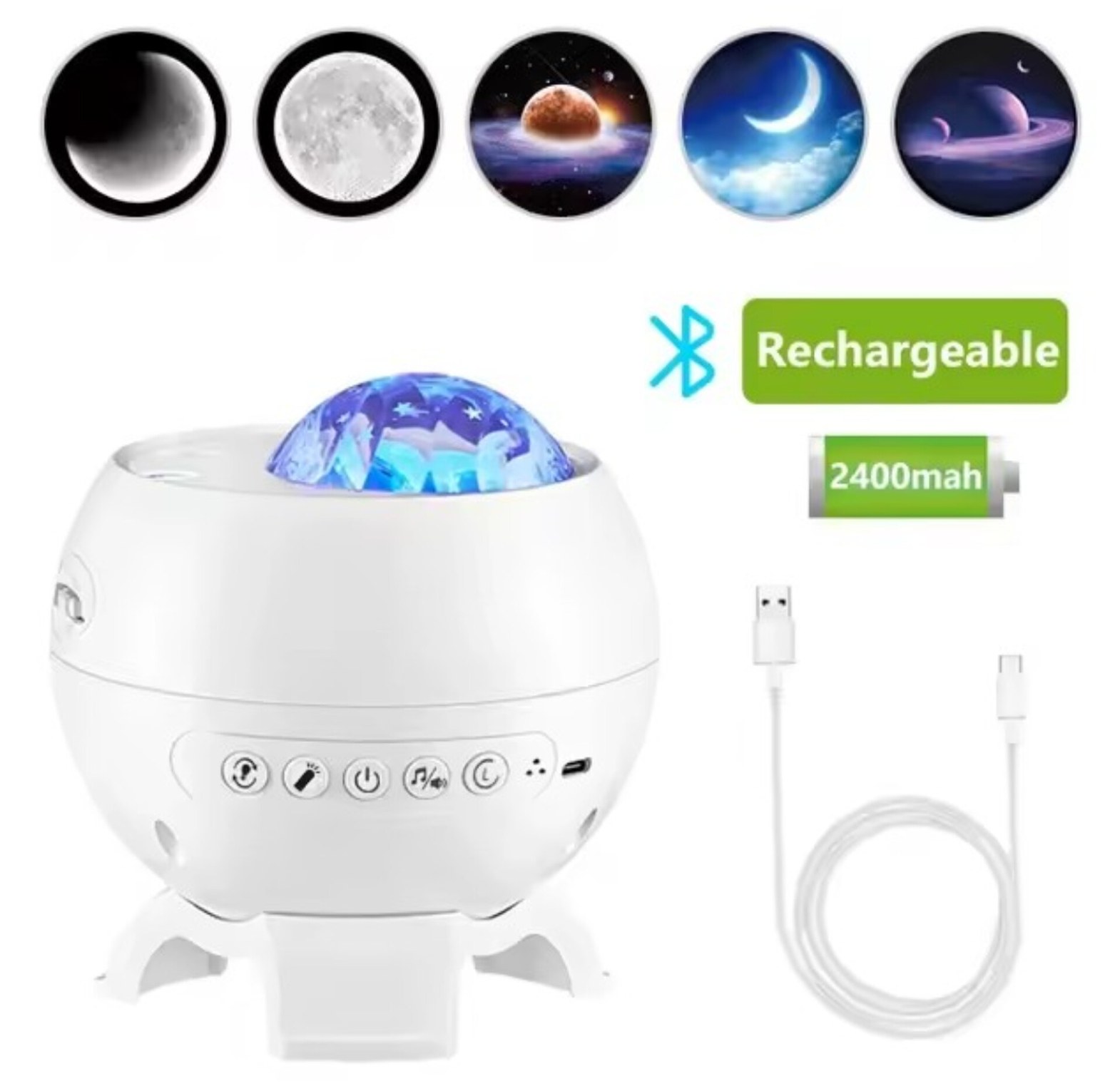 7-in-1 Galaxy Star Projector Night Light with 15 Nature Sounds, 7 Moon Phases & Auto-Shutoff - LED Galaxy Lamp for Room Decor image