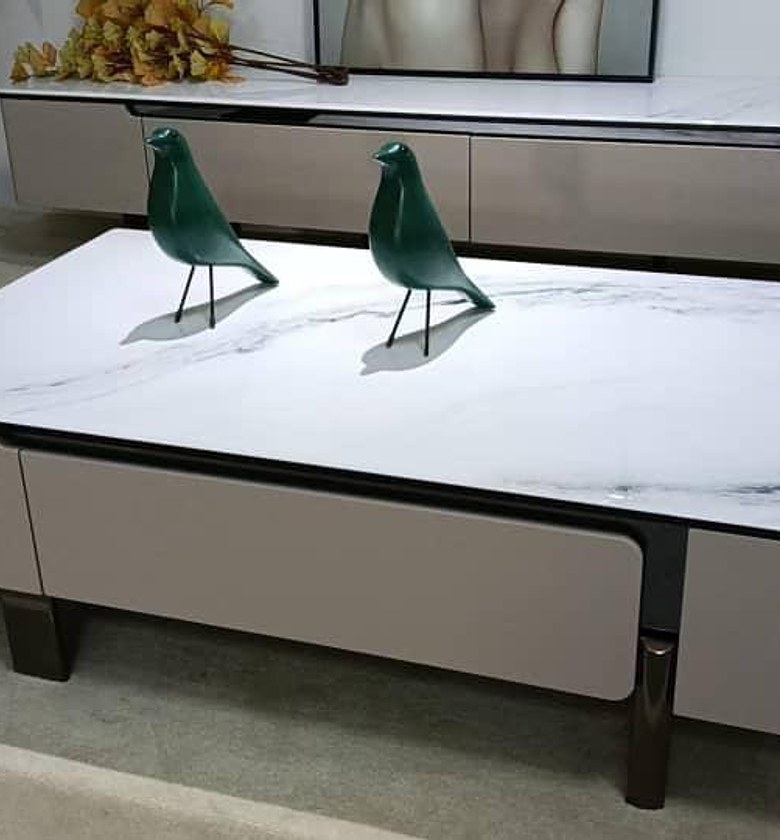 Marble-Top Coffee Table with Drawers – Design B image