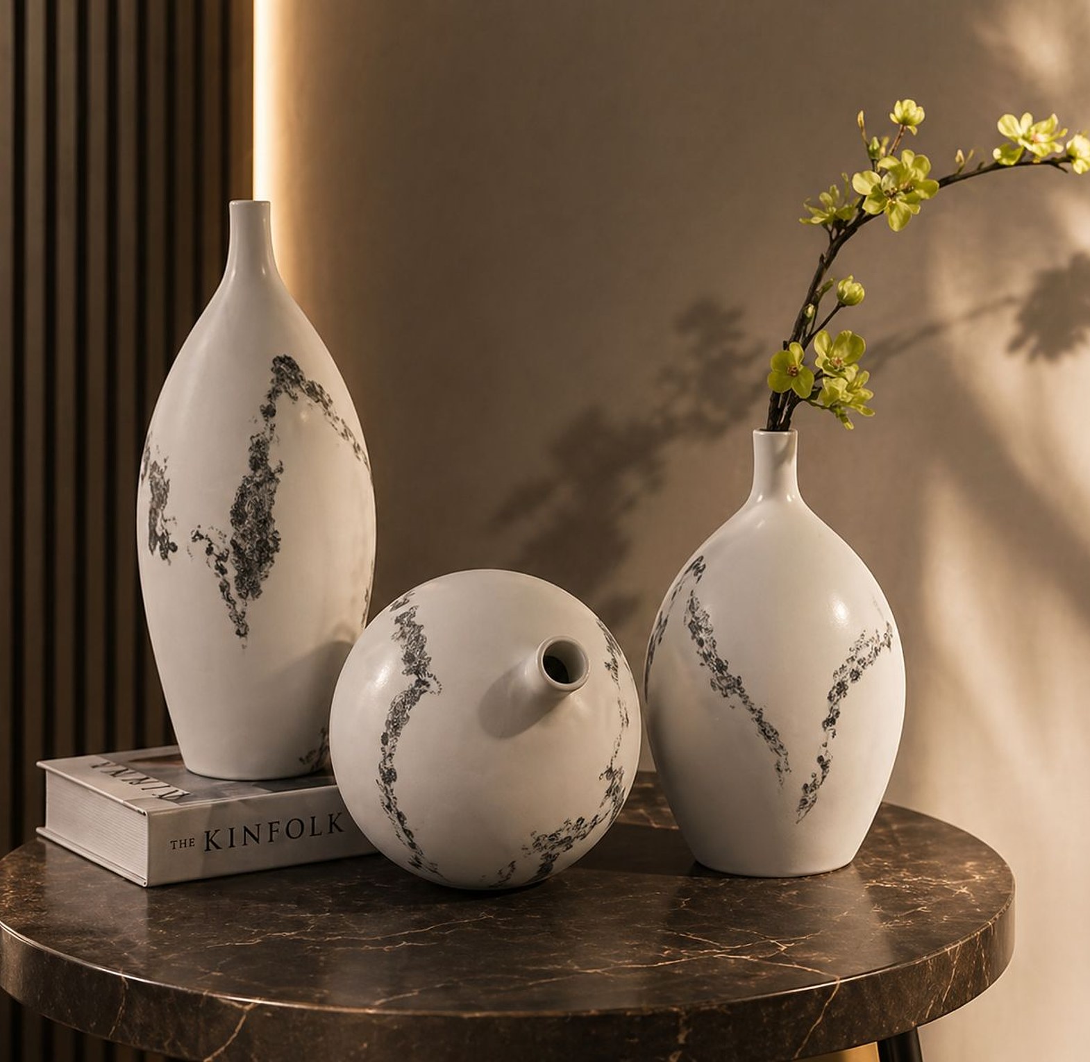 Small Neck Glossy Wave Vase Set (3pcs)   image