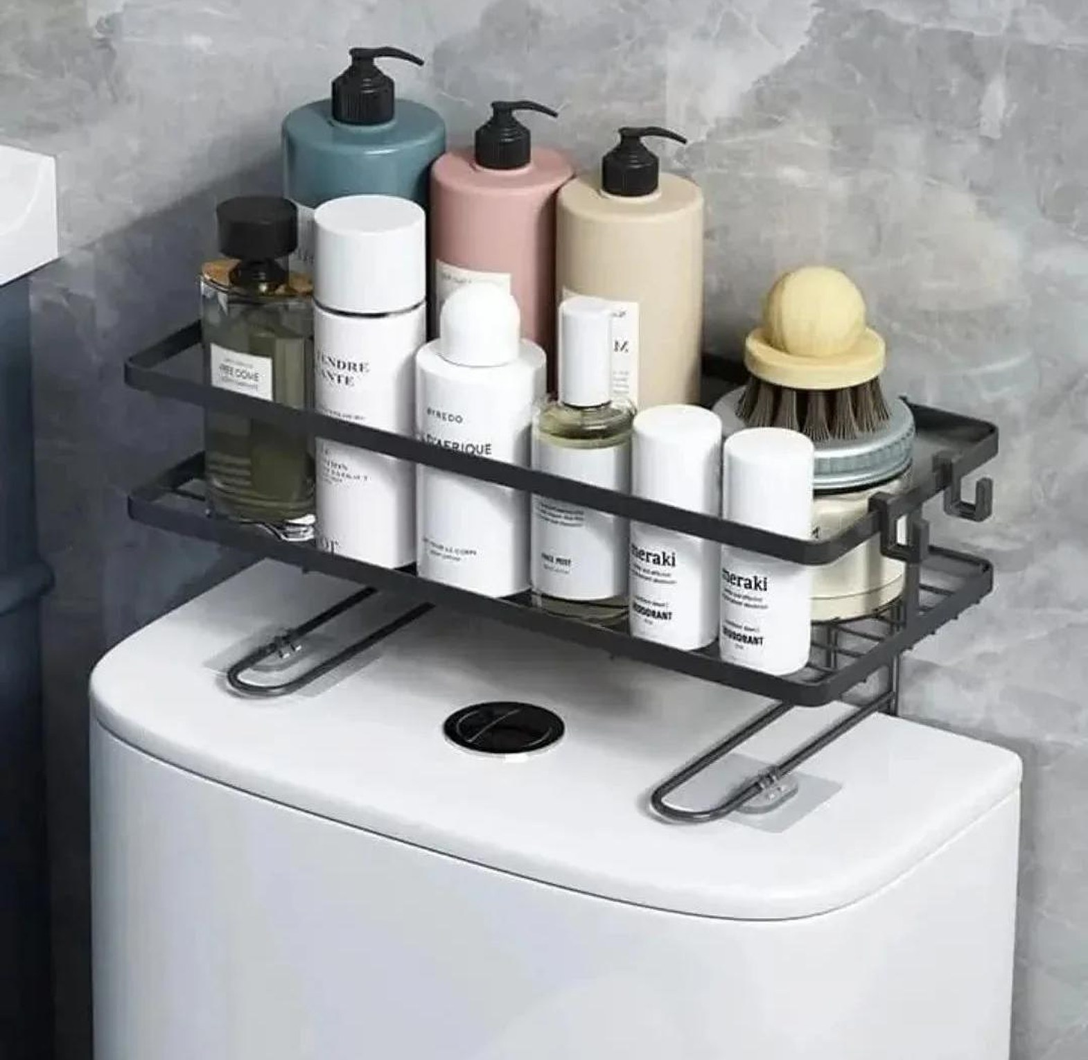 Metallic over the toilet rack image