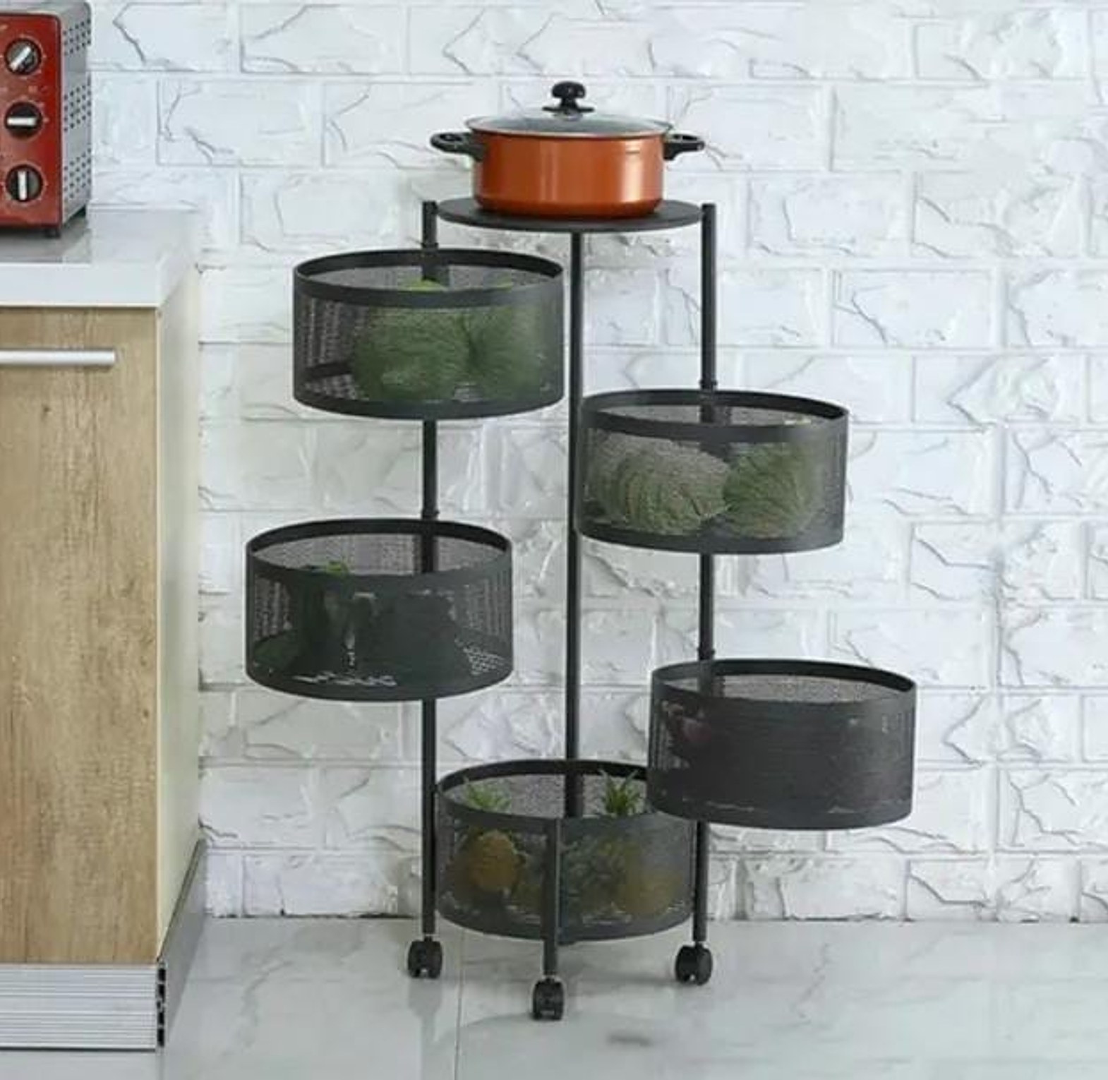 AuraSpin 5-Tier Rotating Kitchen Utility Cart image