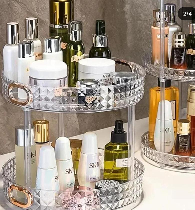 2 tierDiamond acrylic rotating cosmetic organizer image