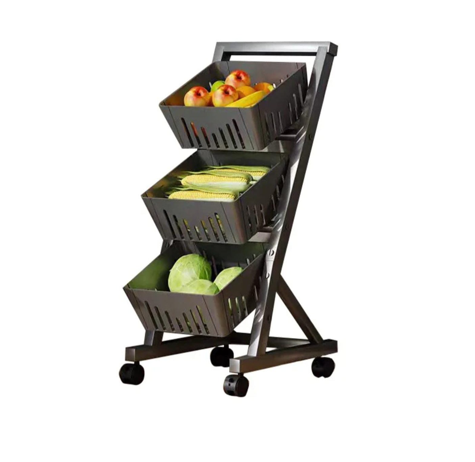 3-Tier Multi-Functional Steel Storage Rack with Lockable Wheels image