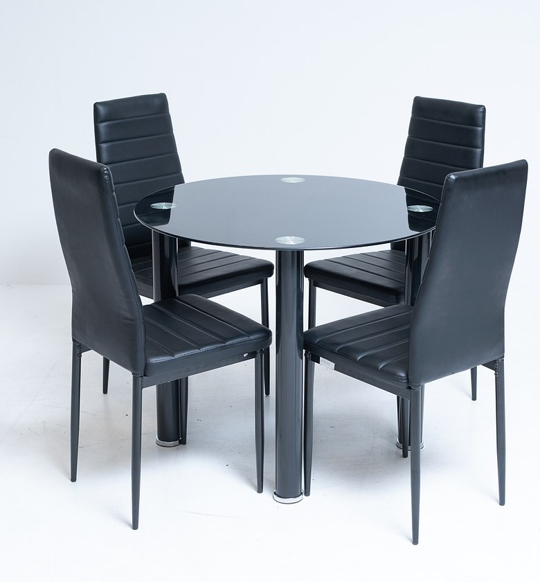 TABLE DINING GLASS + 4 CHAIRS image