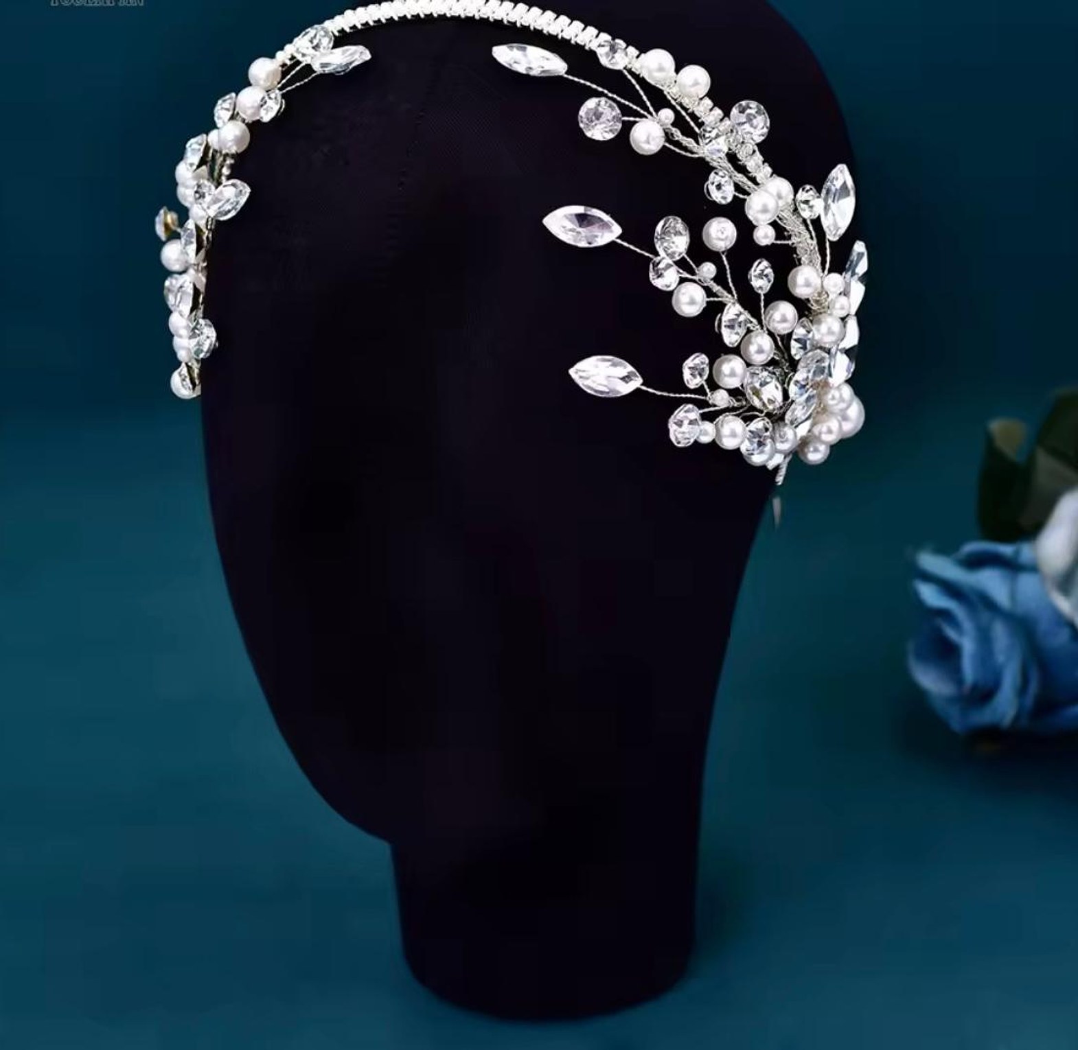 Artemis Crystal & Pearl Bridal Tiara image