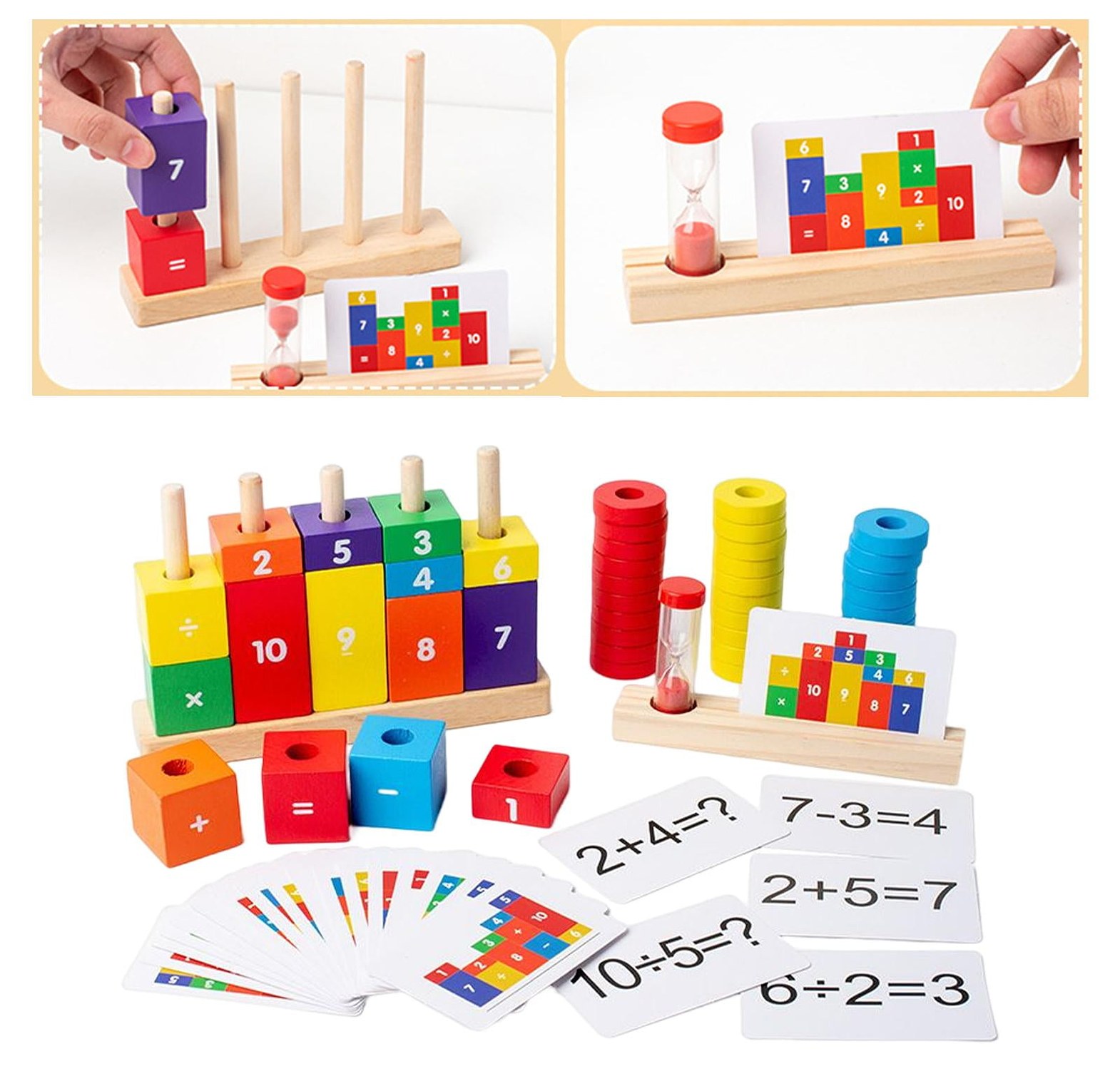 Montessori Wooden Number Blocks or Wooden Number Building Blocks.  image