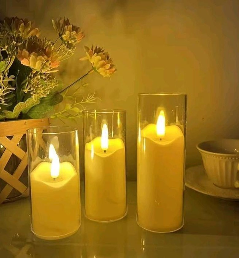 3-Piece Shatterproof LED Candle Set – Durable Plastic Flameless Flickering Ambient Lights for Home, Kids Bedroom & Event Decor (10/12.5/15cm) image
