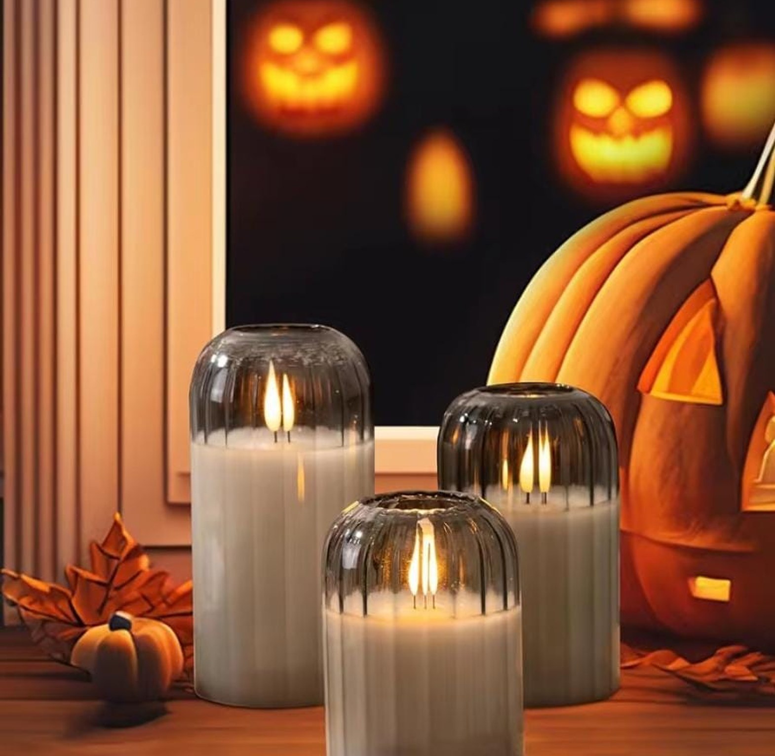 3-in-1 Premium LED Flameless Glass Candles Set, Flickering Warm Aesthetic Light Luxury Home Ambiance Decor image