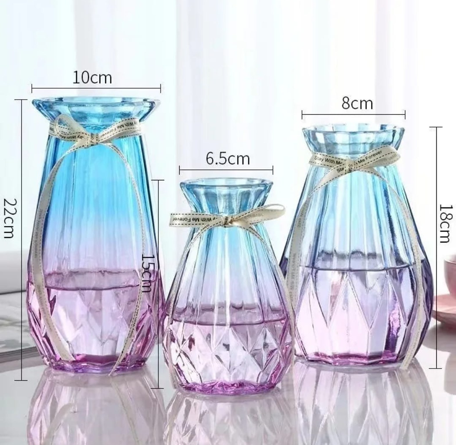 Nordic Style Geometric Glass Flower Vase with Gradient Finish image