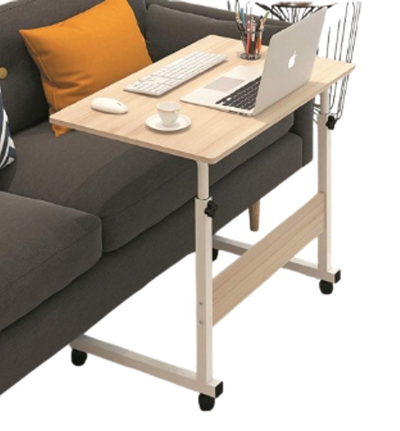 Laptop Stand. Adjustable Mobile Laptop Desk or an Overbed/Couch Side Table with Wheels.  image