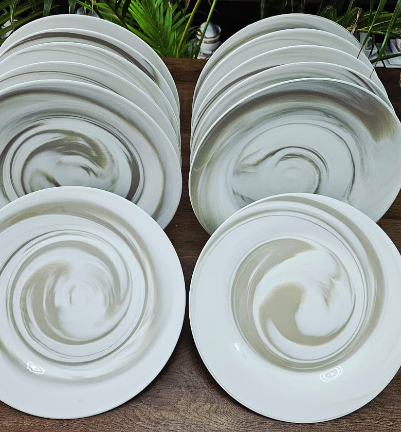 6-Piece Marble Brown Dinner Plate Set image