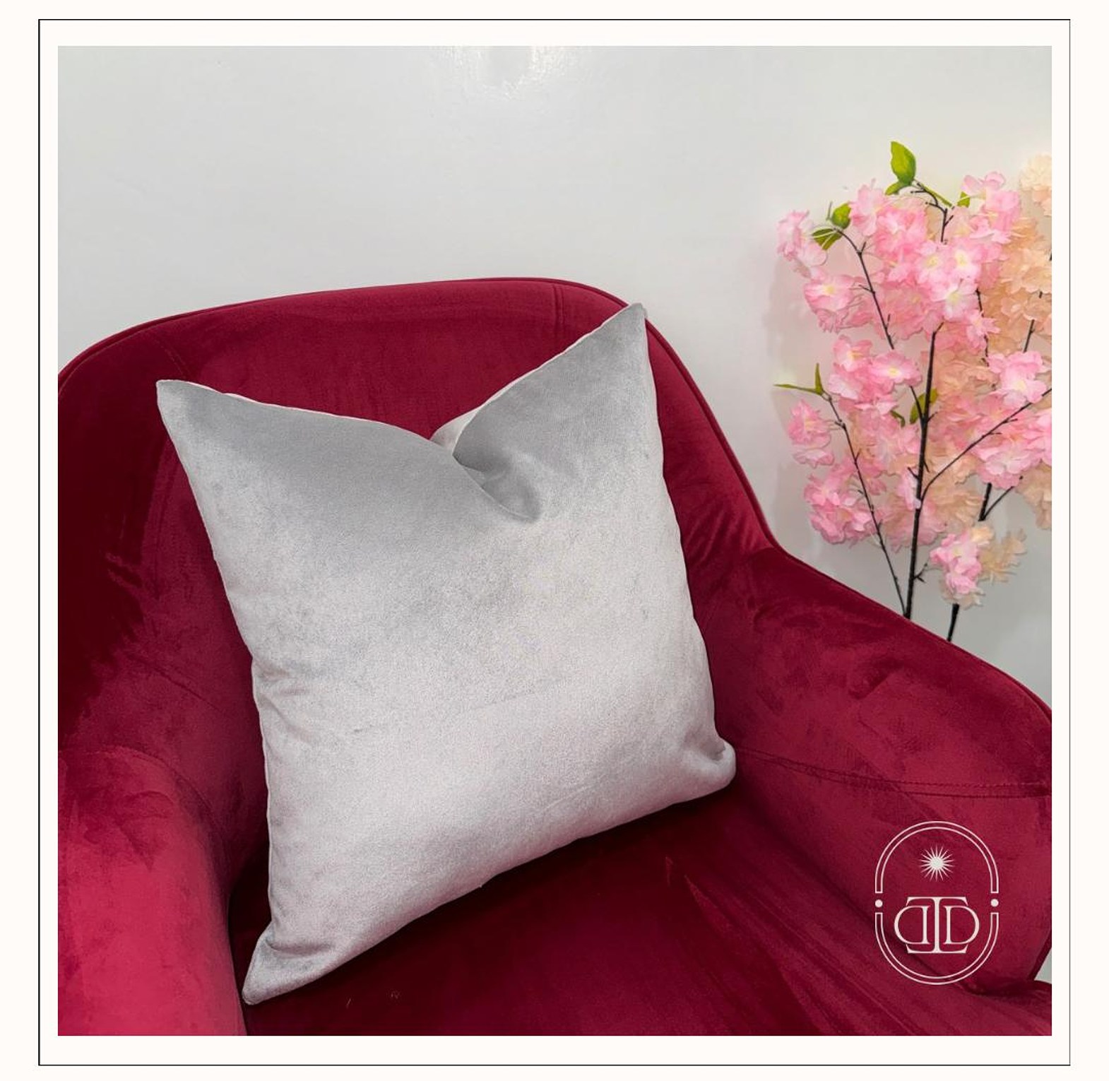 Grey velvet cushion cover image