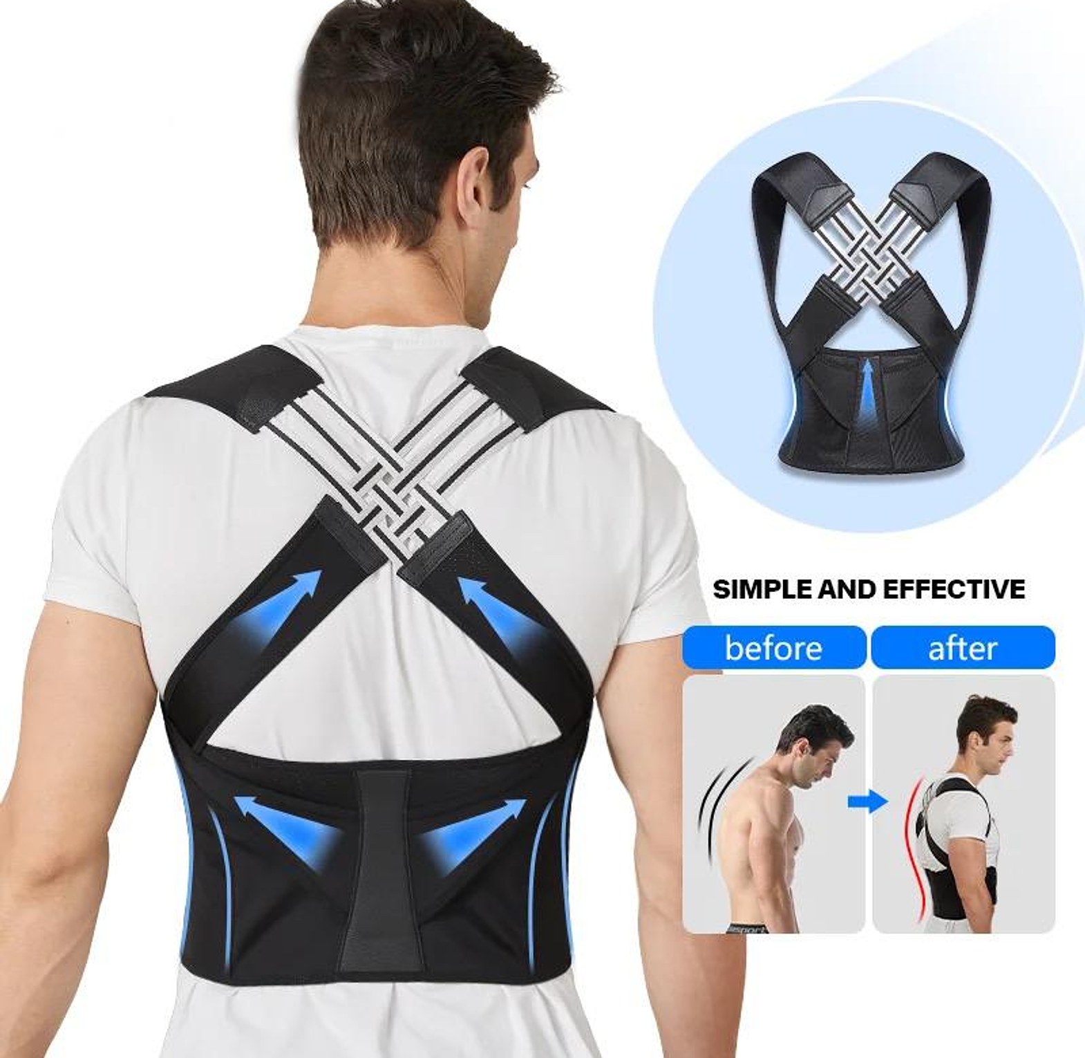 Adjustable Back Posture Corrector Brace for Spine Alignment & Lower Back Pain Relief Men & Women (Medium size- Waistline 56-63cm)  - Premium Lumbar Support Belt image