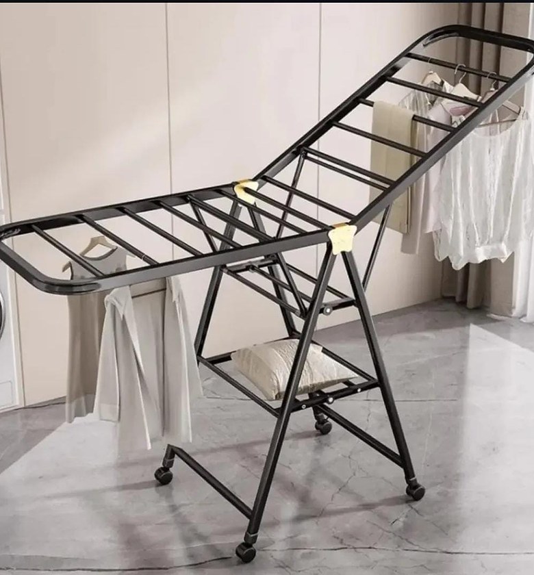 sturdy floor-standing folding clothes drying rack  image