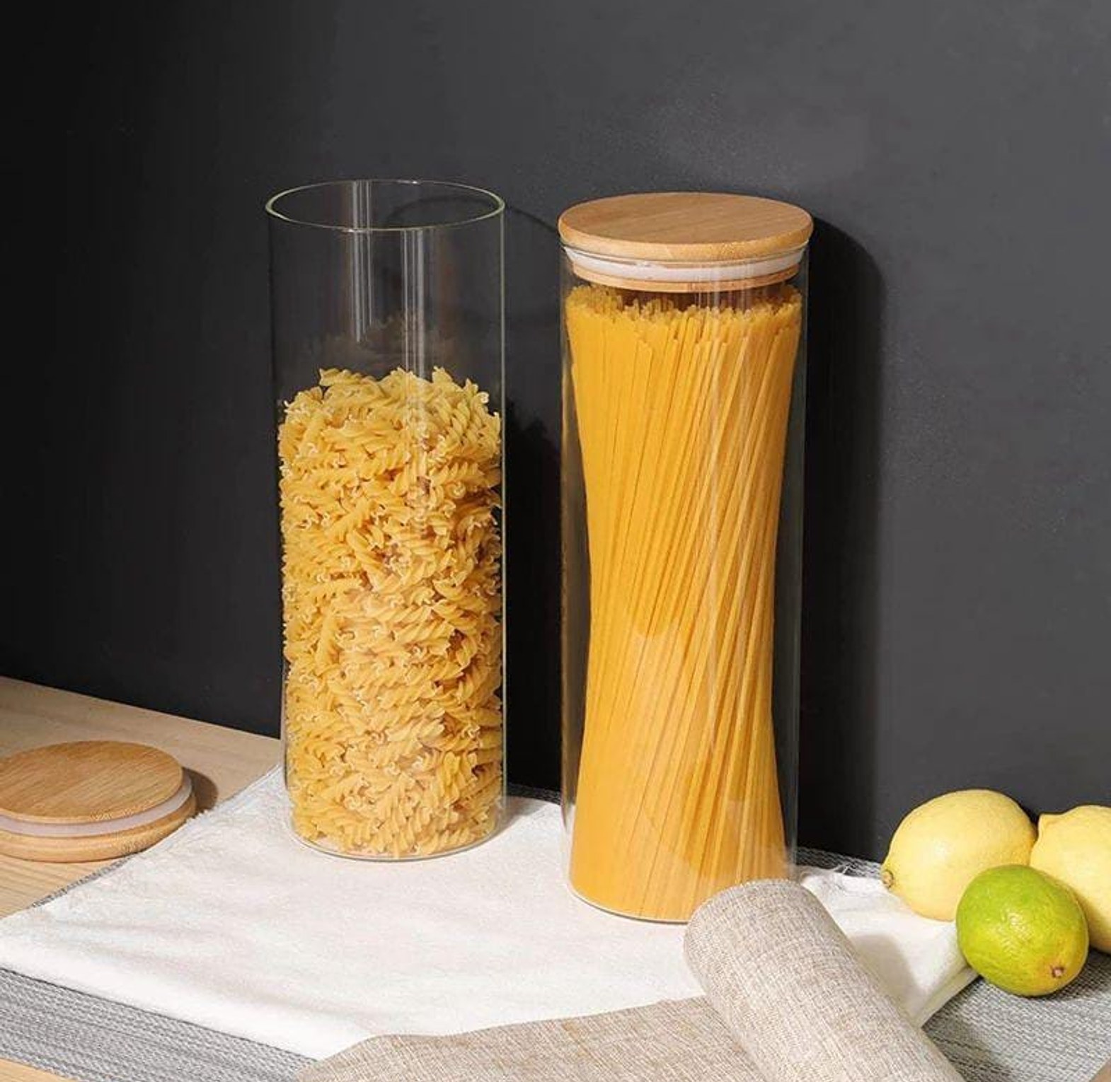 Spaghetti Storage Glass Jar, AuraStack Tall Glass Pantry Canister (2000ml) image