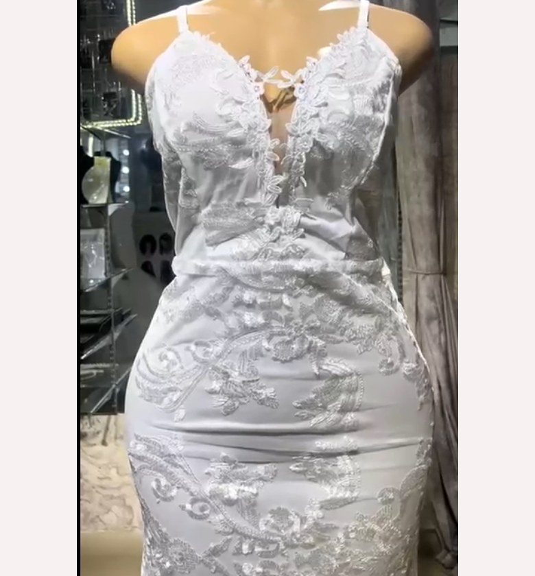 Ethereal Lace Silky Sheath Gown image