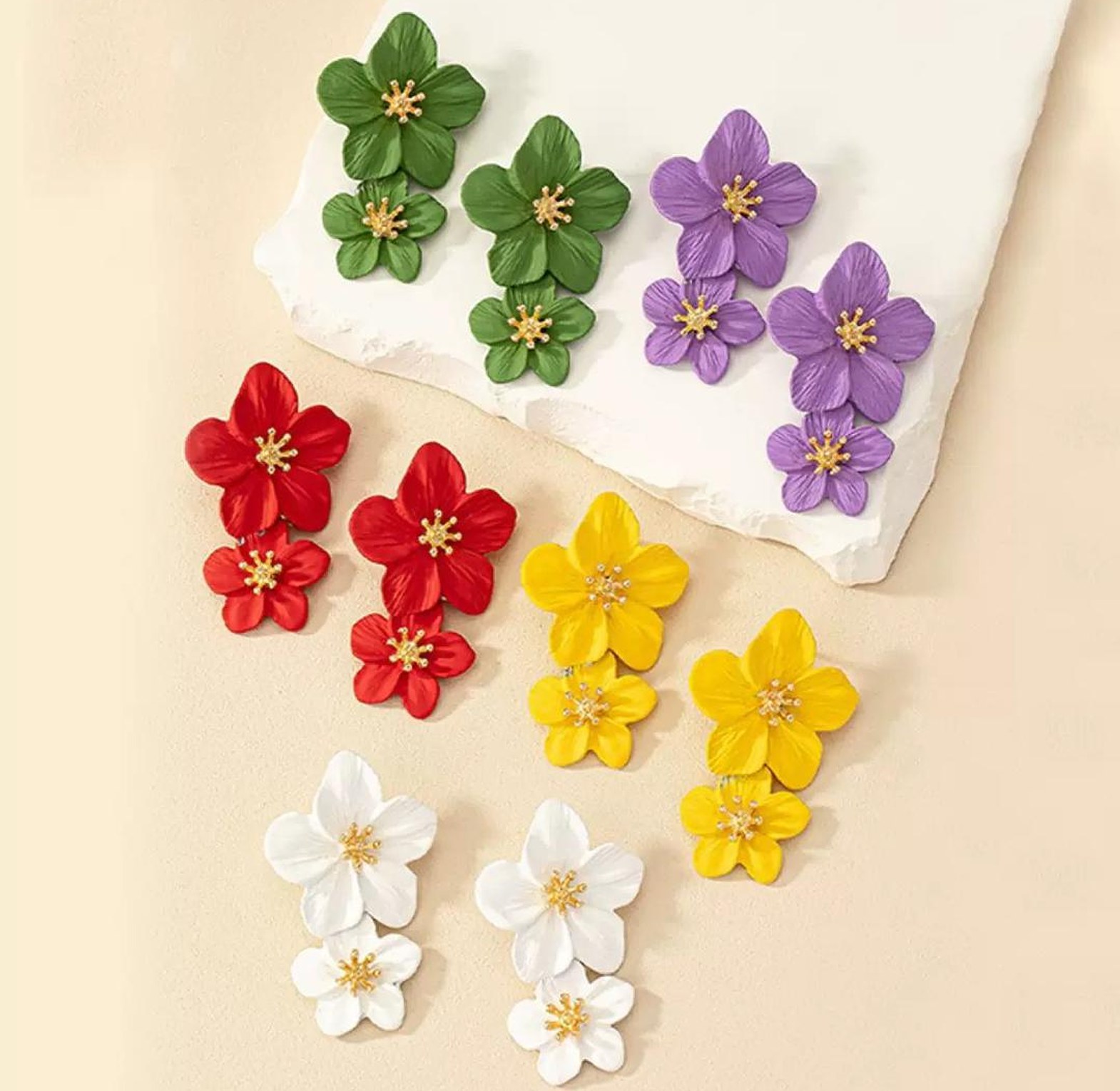 Large flower earrings  image