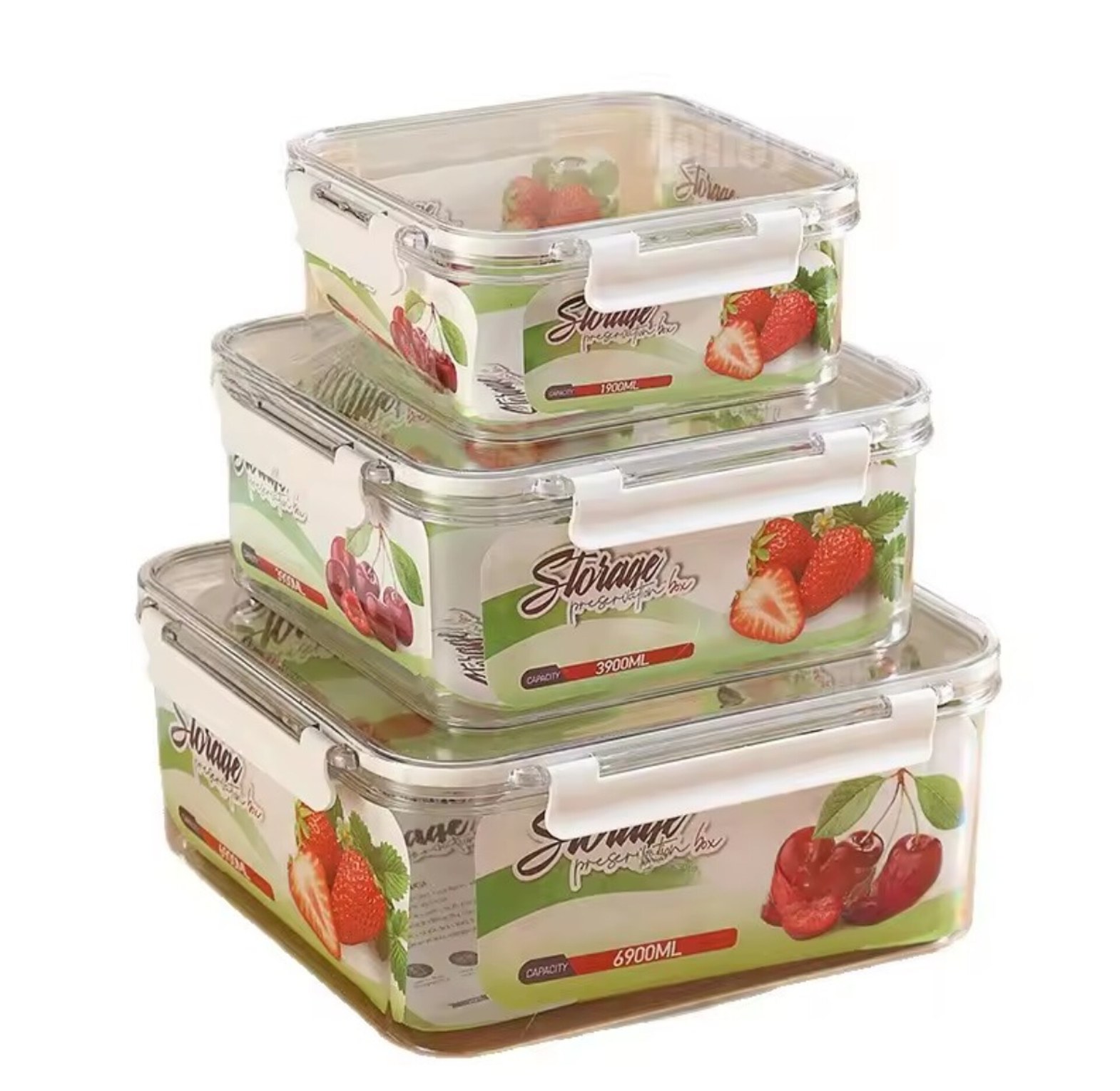 3-Piece Airtight Acrylic Food Storage Container Set, Durable & Clear Kitchen Organizers image