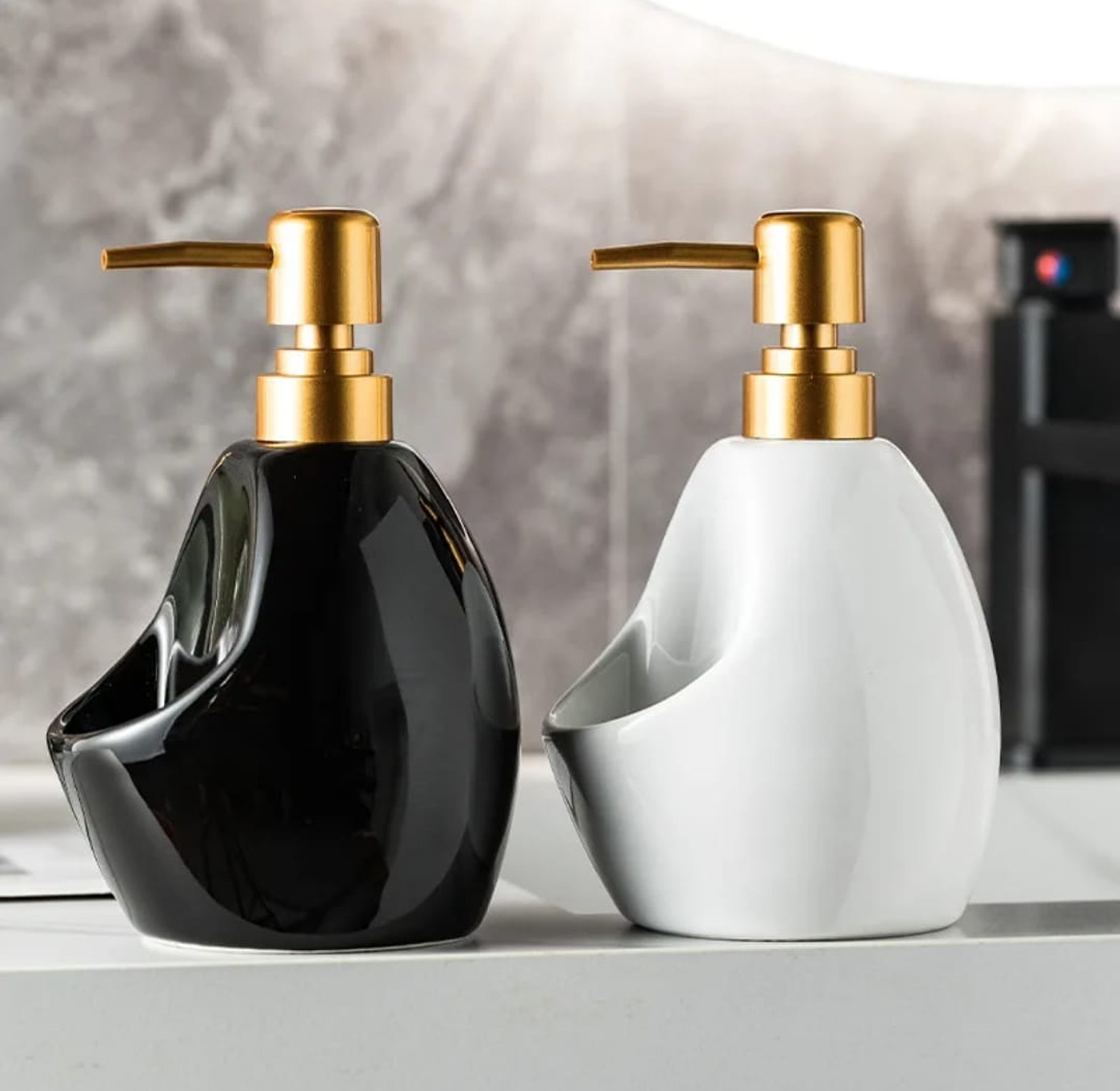 Ceramic Soap Dispenser with Sponge Holder image